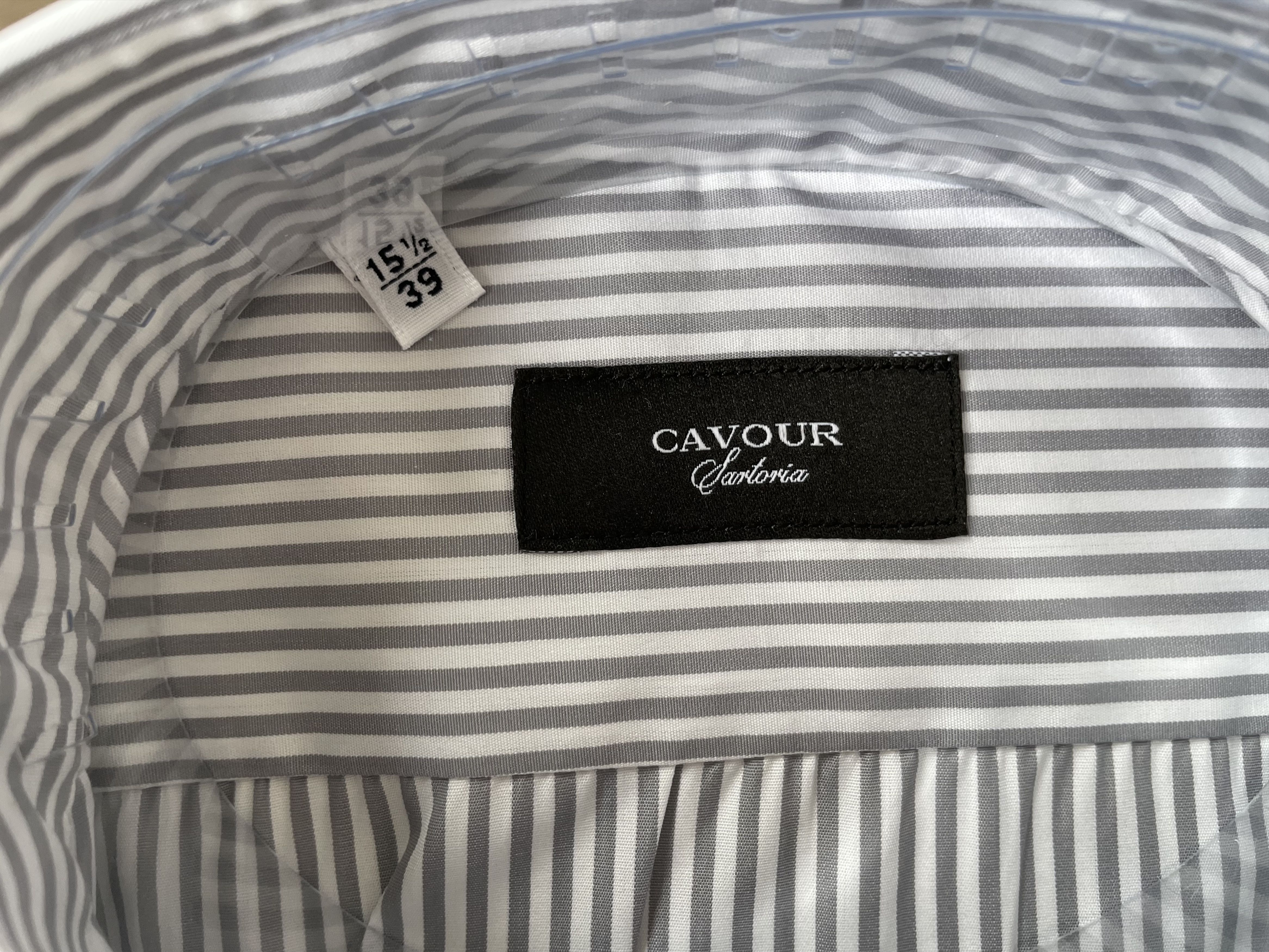 Other NWT Cavour Sartoria handmade grey striped shirt, size 15.5 Size US S / EU 44-46 / 1 - 8 Thumbnail