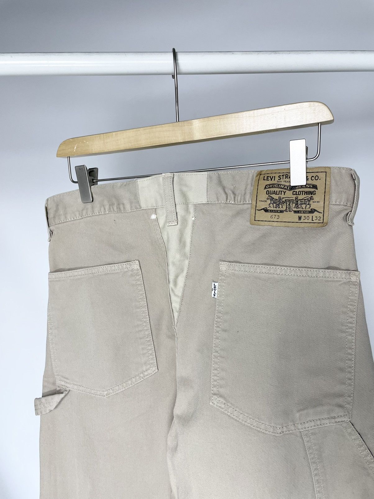 Levi's Vintage Clothing Levi’s 673 90s Vintage Beige Work Wear Carpenter Pants Jeans Size US 32 / EU 48 - 3 Thumbnail