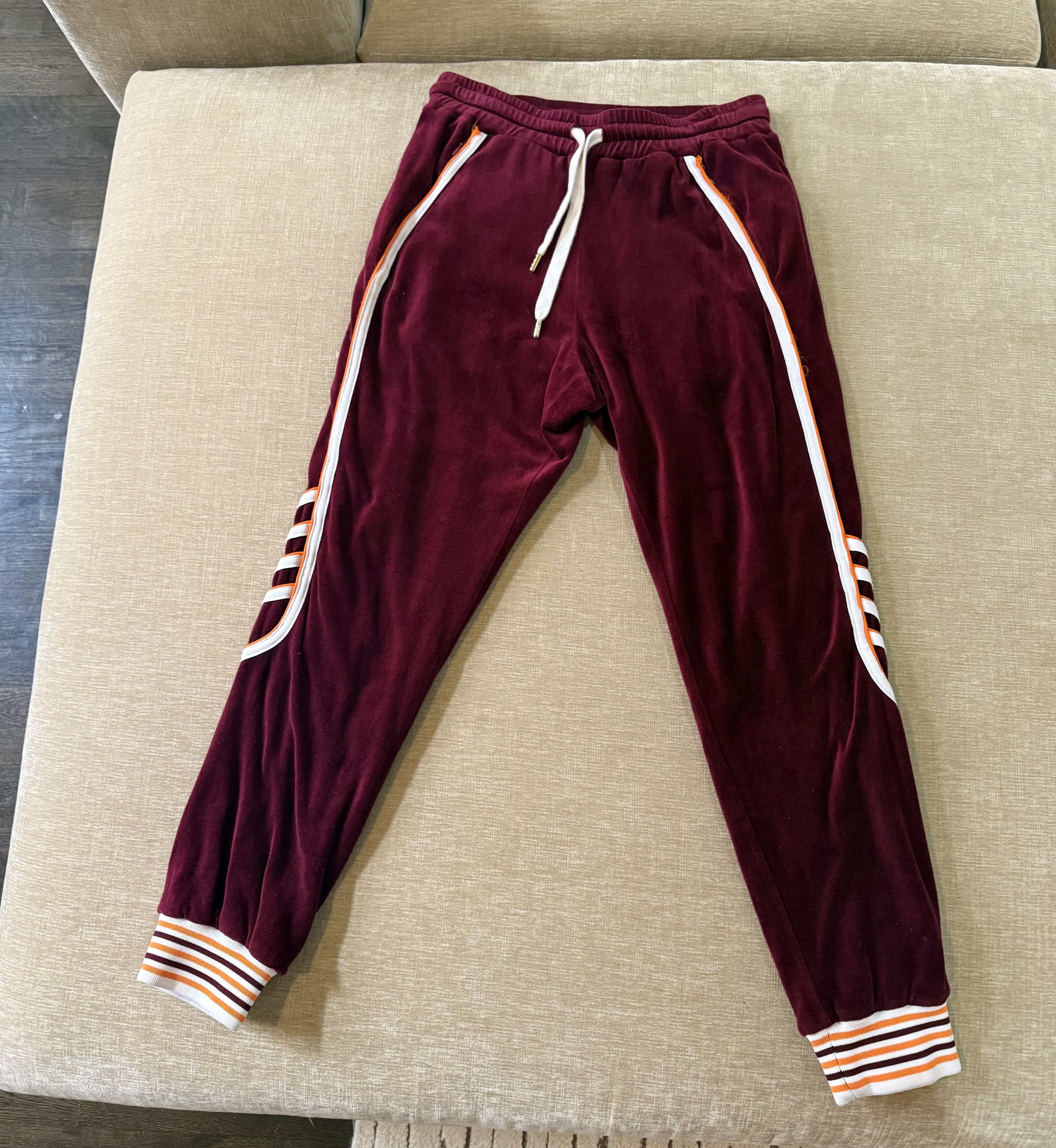 Casablanca Casablance Burgundy Velour Joggers, Size M Size US 33 - 1 Thumbnail