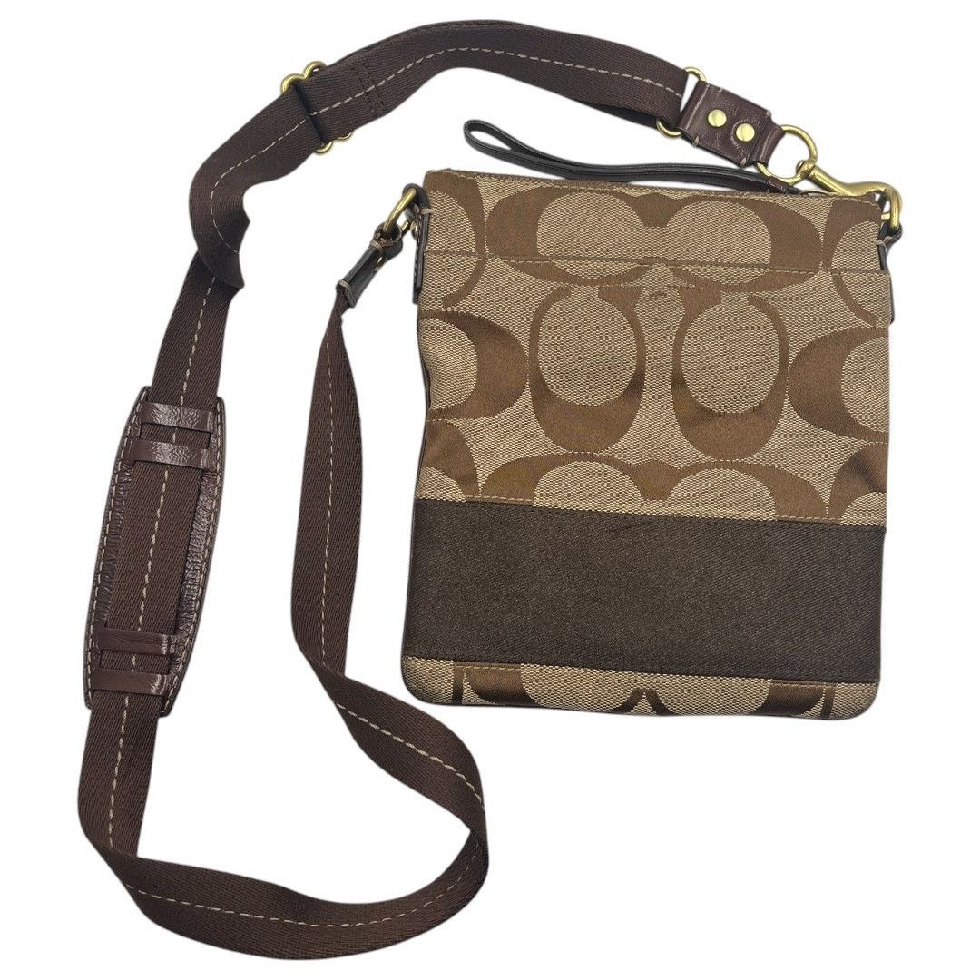 Coach Brown Canvas Monogram Logo Crossbody Purse Travel Bag