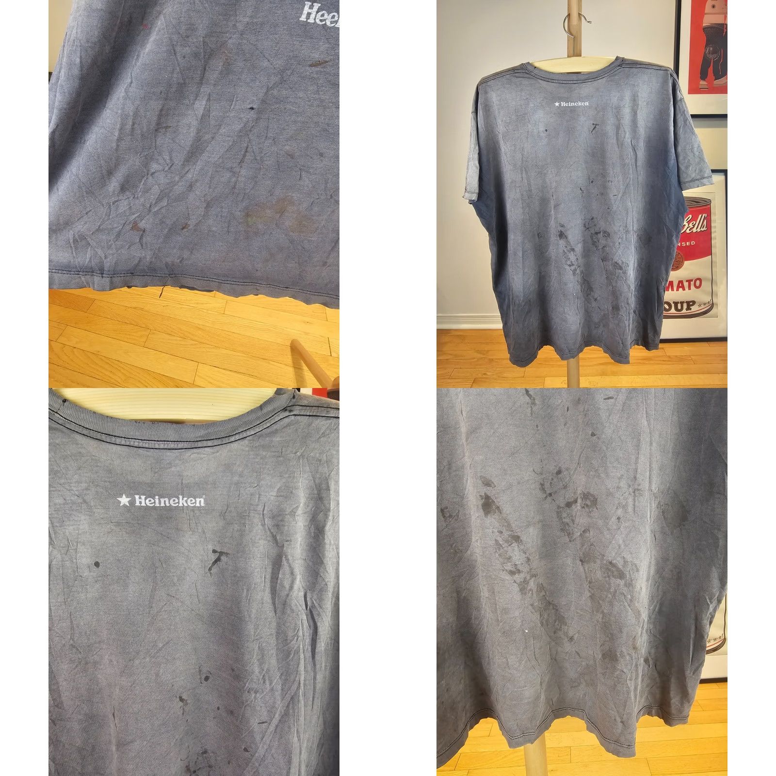 Vintage VINTAGE T-SHIRT MEN XL BLACK DISTRESSED GRADIANT SUN FADED TRASHED HEINEKEN SUPERSTARS Size US XL / EU 56 / 4 - 8 Thumbnail