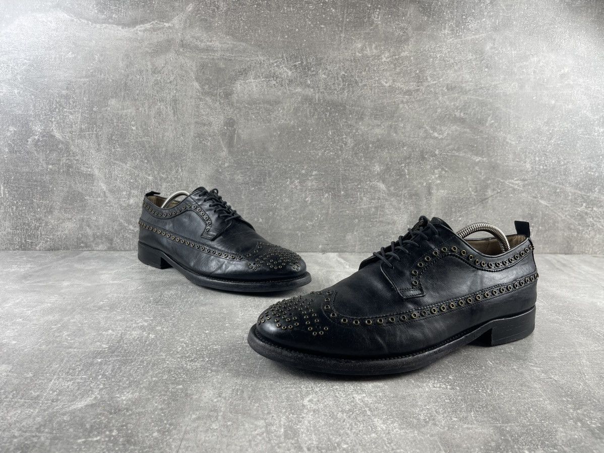 Sartori Gold Studded Brogue Leather Avant Garde Italy Shoes