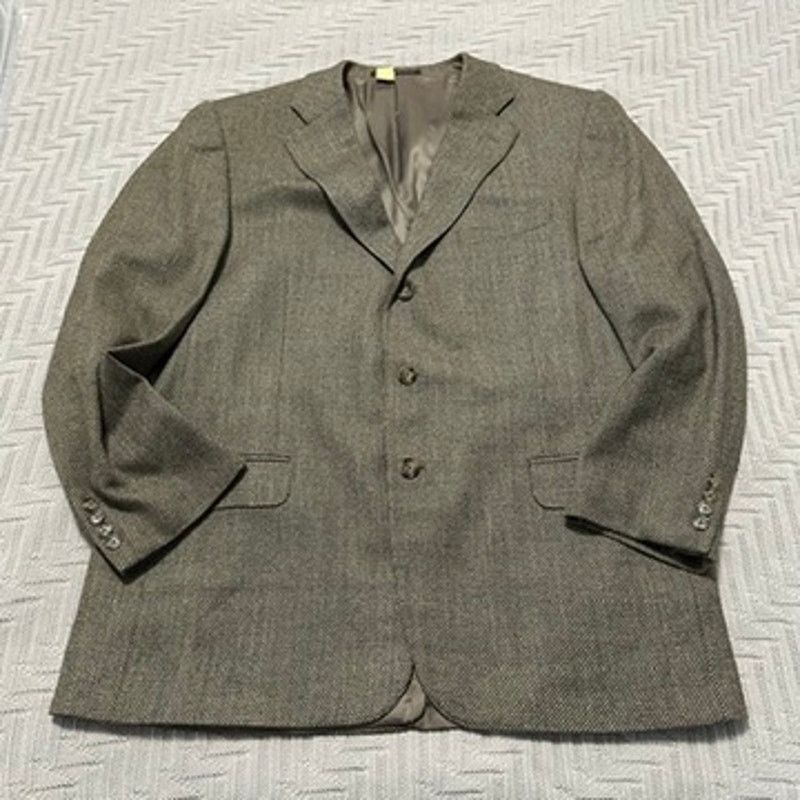 Ermenegildo Zegna Ermenegildo Zegna brown tweed cashmere three button blazer Size 46R - 1 Thumbnail