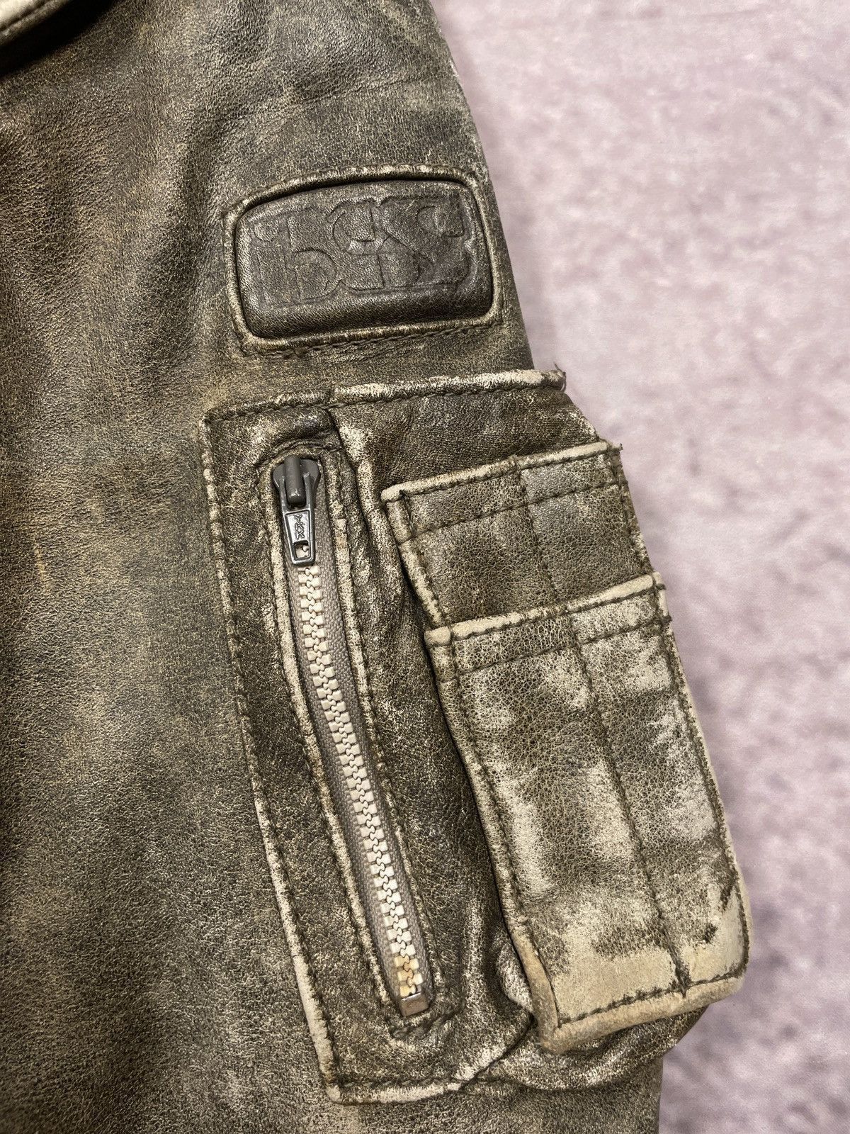 Vintage 90's Faded Old Leather Flight Jacket Aviator Type