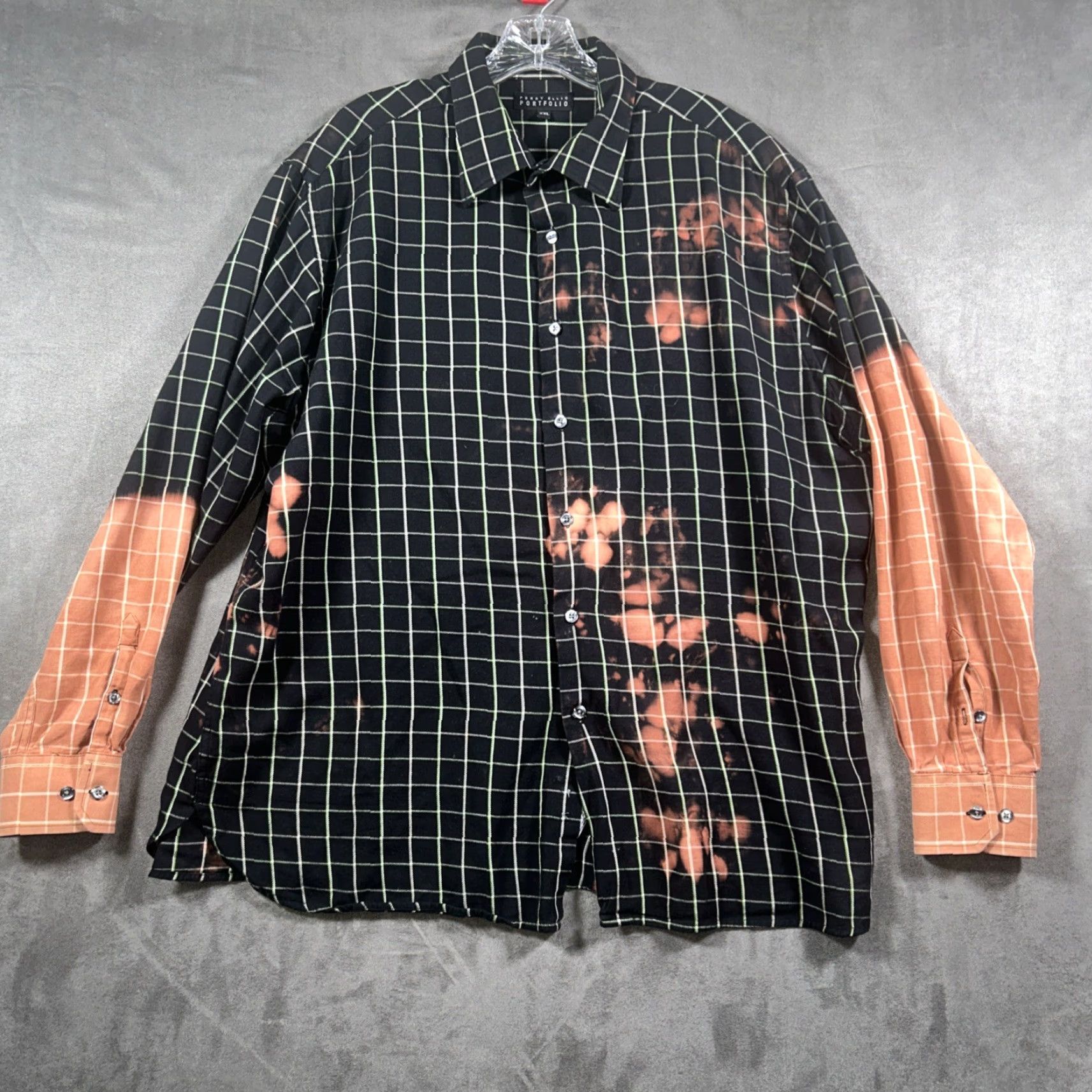 Perry Ellis Captain Morgan Perry Ellis Portfolio Shirt Button Up Mens 2XL Black Splattered Stripe Pattern Dress Shirt Mens Size US XXL / EU 58 / 5 - 7 Thumbnail