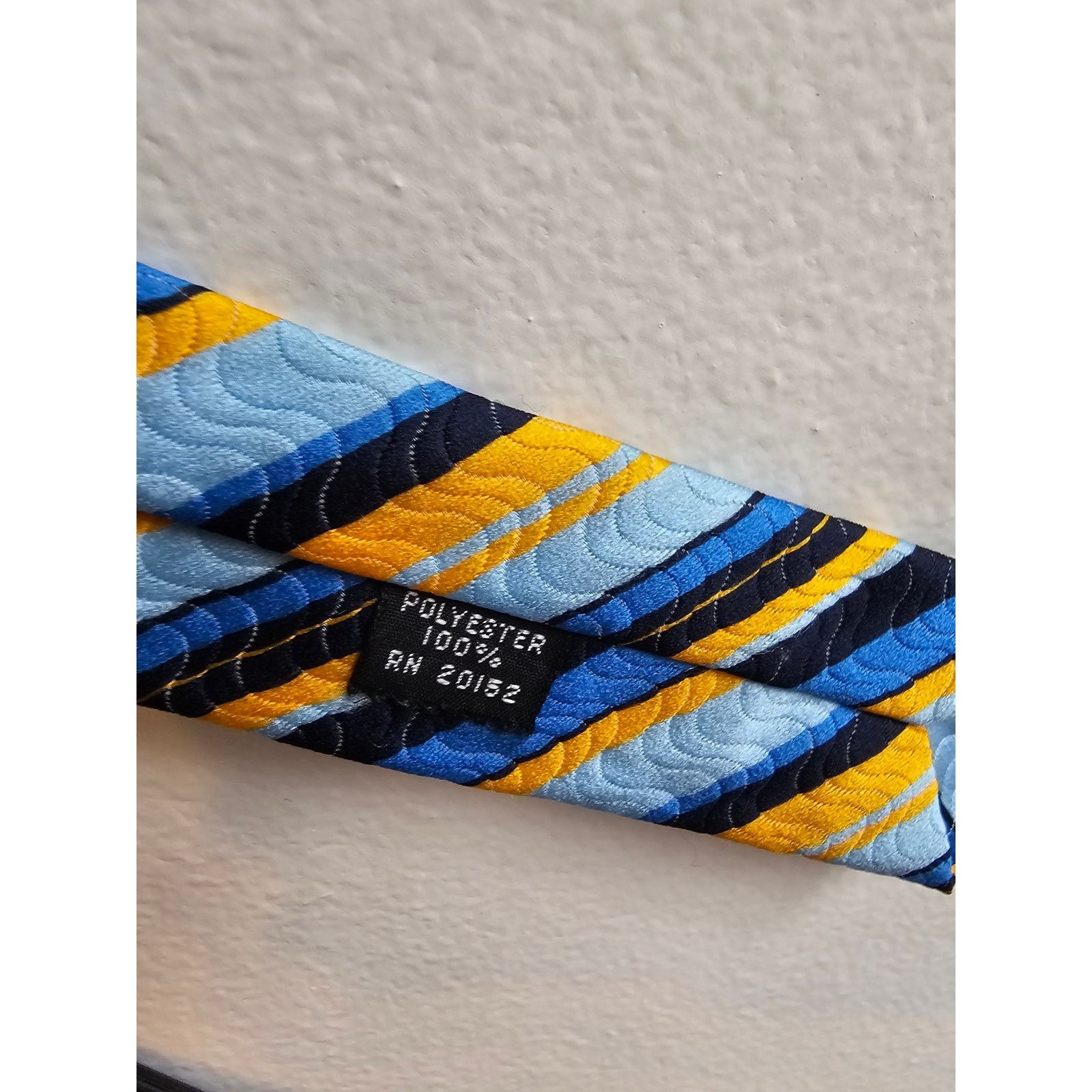 Other Vintage Men's Necktie - Blue/Black/Yellow Stripes Size ONE SIZE - 5 Thumbnail