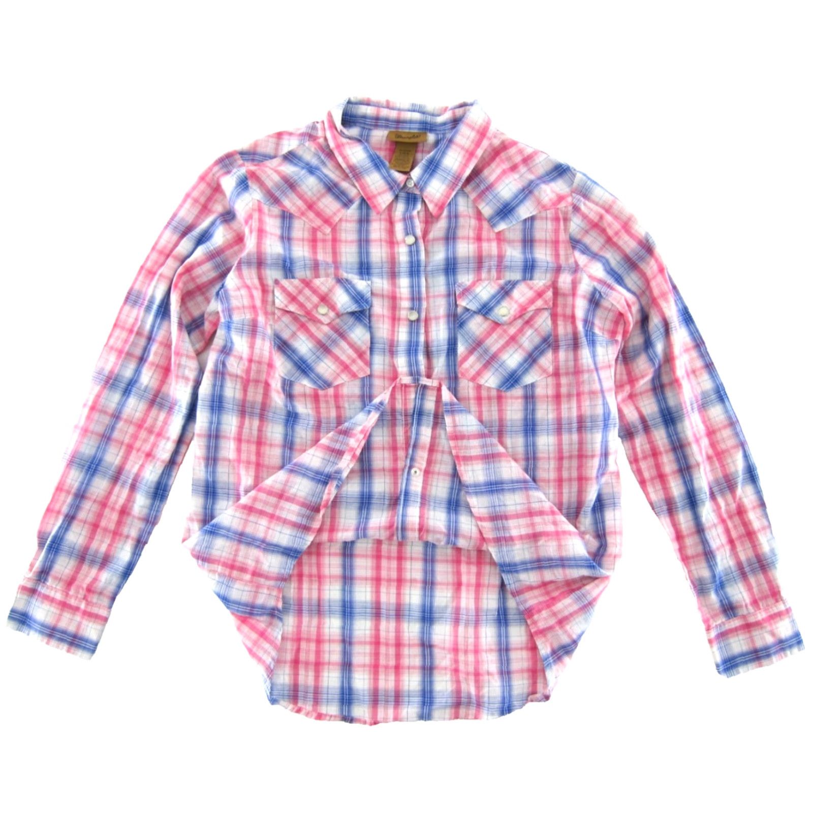 Wrangler Wrangler Shirt Western Cowgirl Blouse L Pink Plaid Long Sleeve Snap Button Cotton Blend Womens Size L / US 10 / IT 46 - 4 Thumbnail