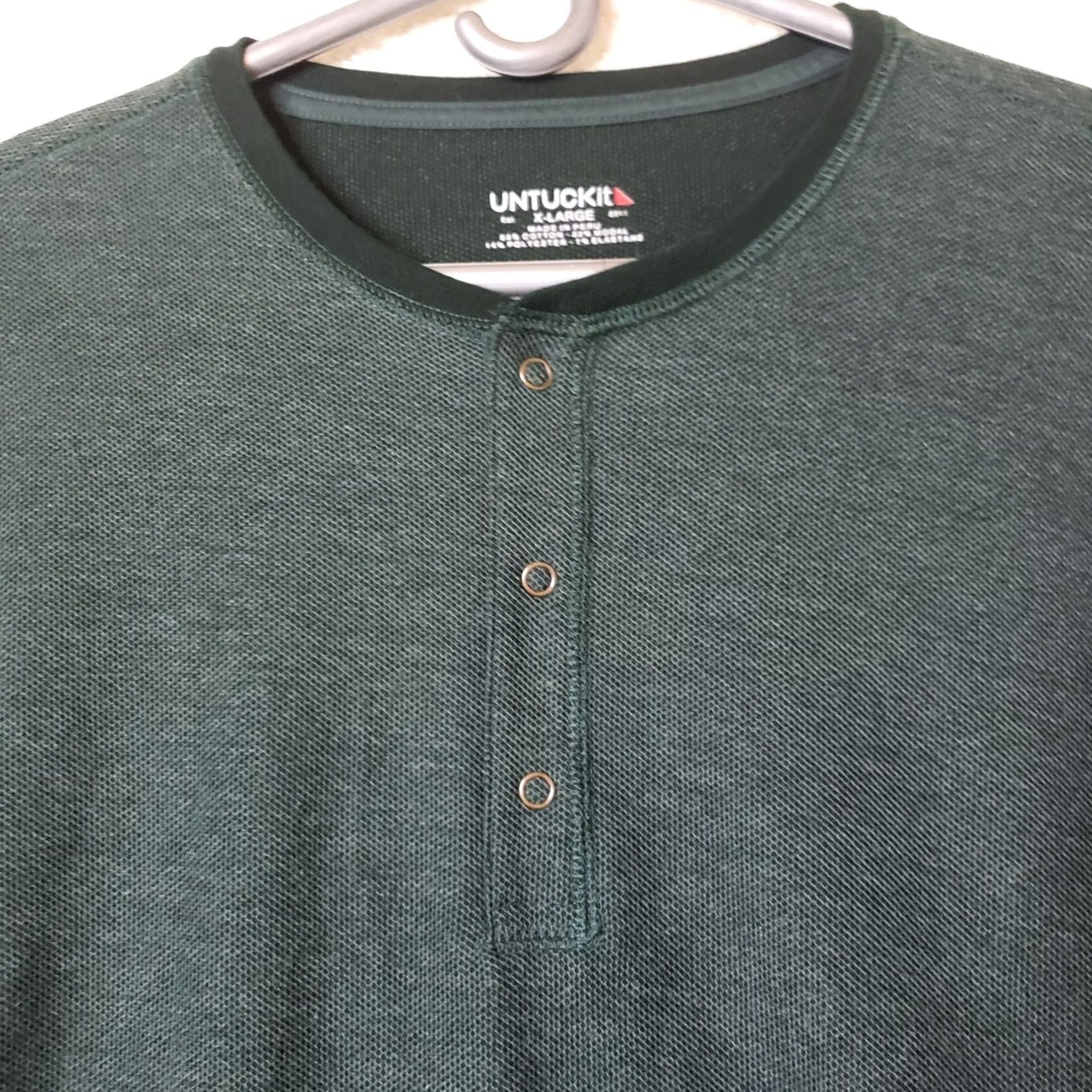 UNTUCKit UNTUCKit Men XL Henley Sweater Shirt Heathered Green Button-Up Long Sleeve Casual Casual Comfort N/A Size US XL / EU 56 / 4 - 3 Thumbnail