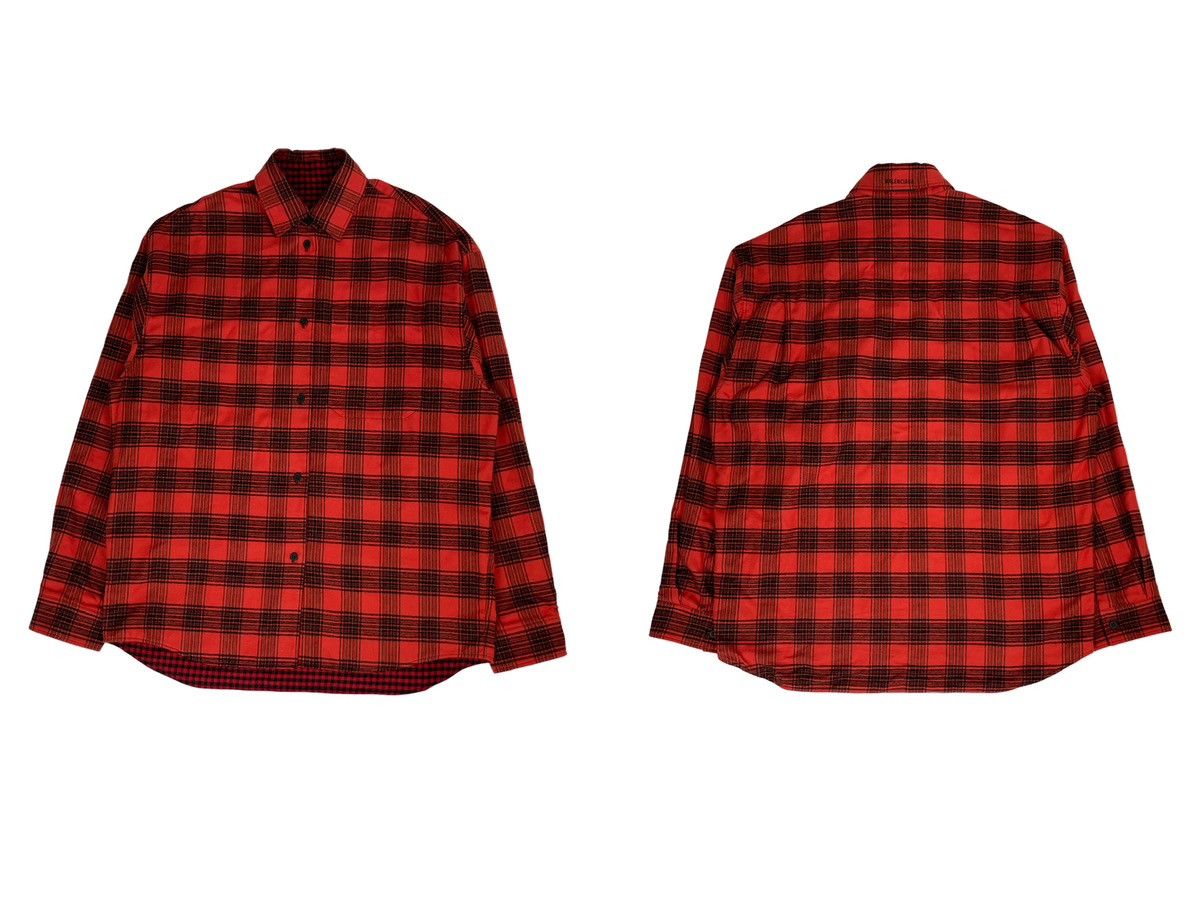 image of Balenciaga 23Ss Reverse Checked Shirts in Red, Men's (Size XS)