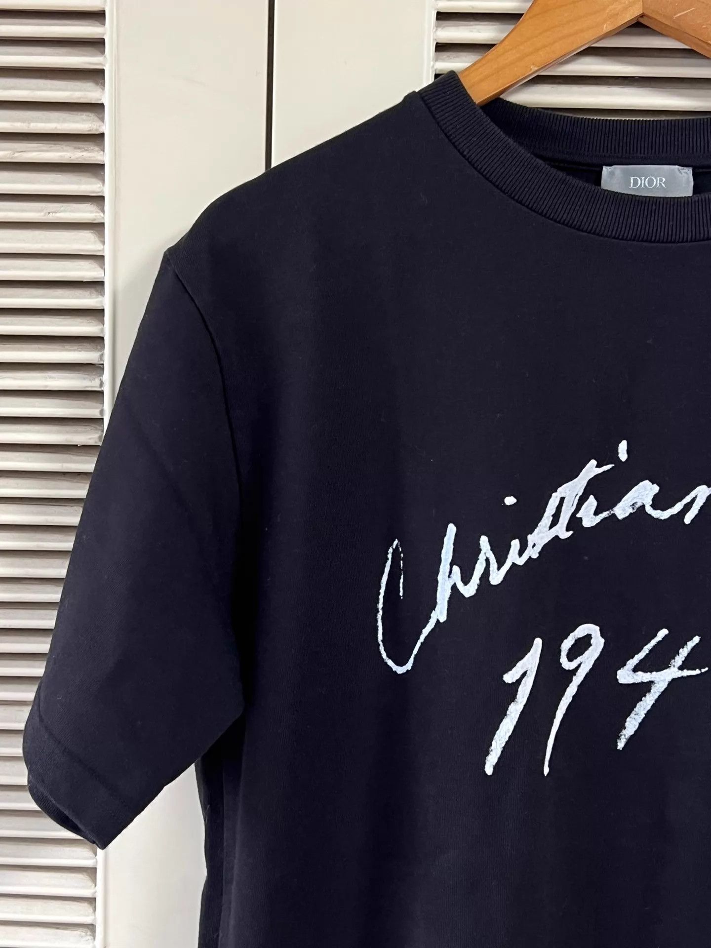 Dior Dior 1947 Script Flock Logo Black Tee M Size US M / EU 48-50 / 2 - 4 Thumbnail