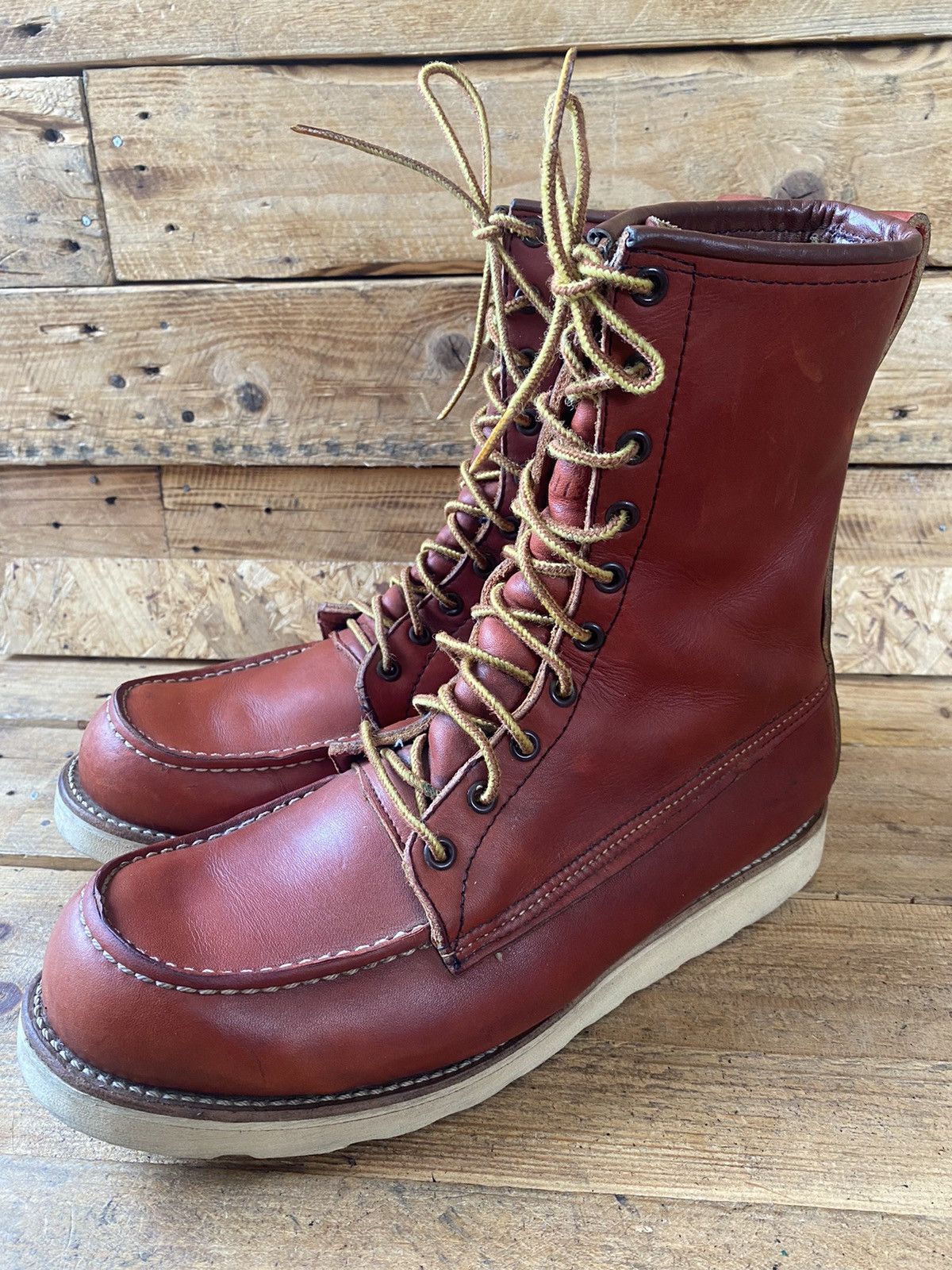 Red Wing Redwing X Irish setter 8inch moc-toe brown leather shoe 9EE Size US 9 / EU 42 - 4 Thumbnail