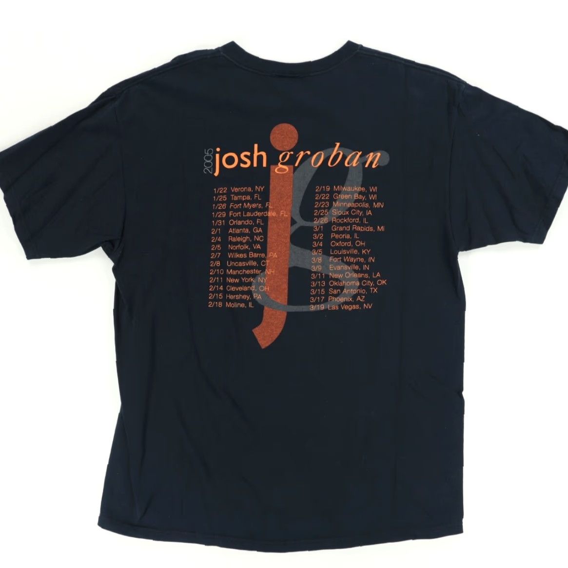 Anvil VTG Anvil Josh Groban Live 2005 Solid T-Shirt Black Men's XL Shirt Size US XL / EU 56 / 4 - 4 Thumbnail