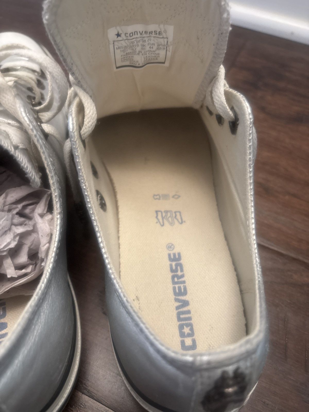 Chrome Hearts Chrome Hearts Converse Low Top Metallic Silver Sneakers Size US 10 / EU 43 - 9 Thumbnail