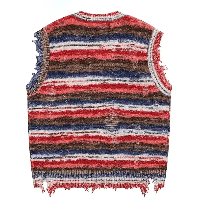 Other × Vintage Sleeveless Knitted Jumper Sweater Ripped Streetwear Pullover Size US XL / EU 56 / 4 - 2 Thumbnail