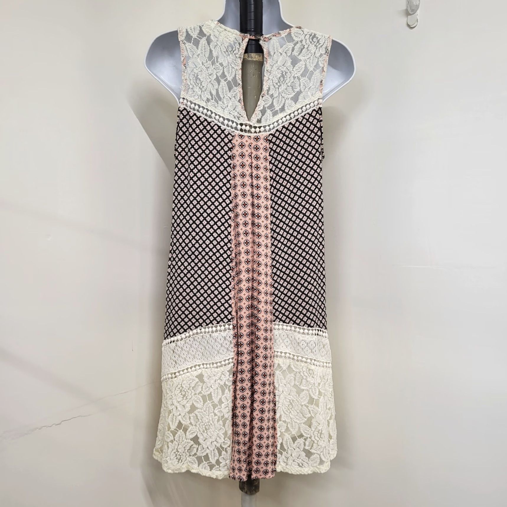 Vintage Cato Dress Women's Size Medium Boho Ivory Lace Sleeveless Bohemian Summer Shift Size M / US 6-8 / IT 42-44 - 3 Thumbnail