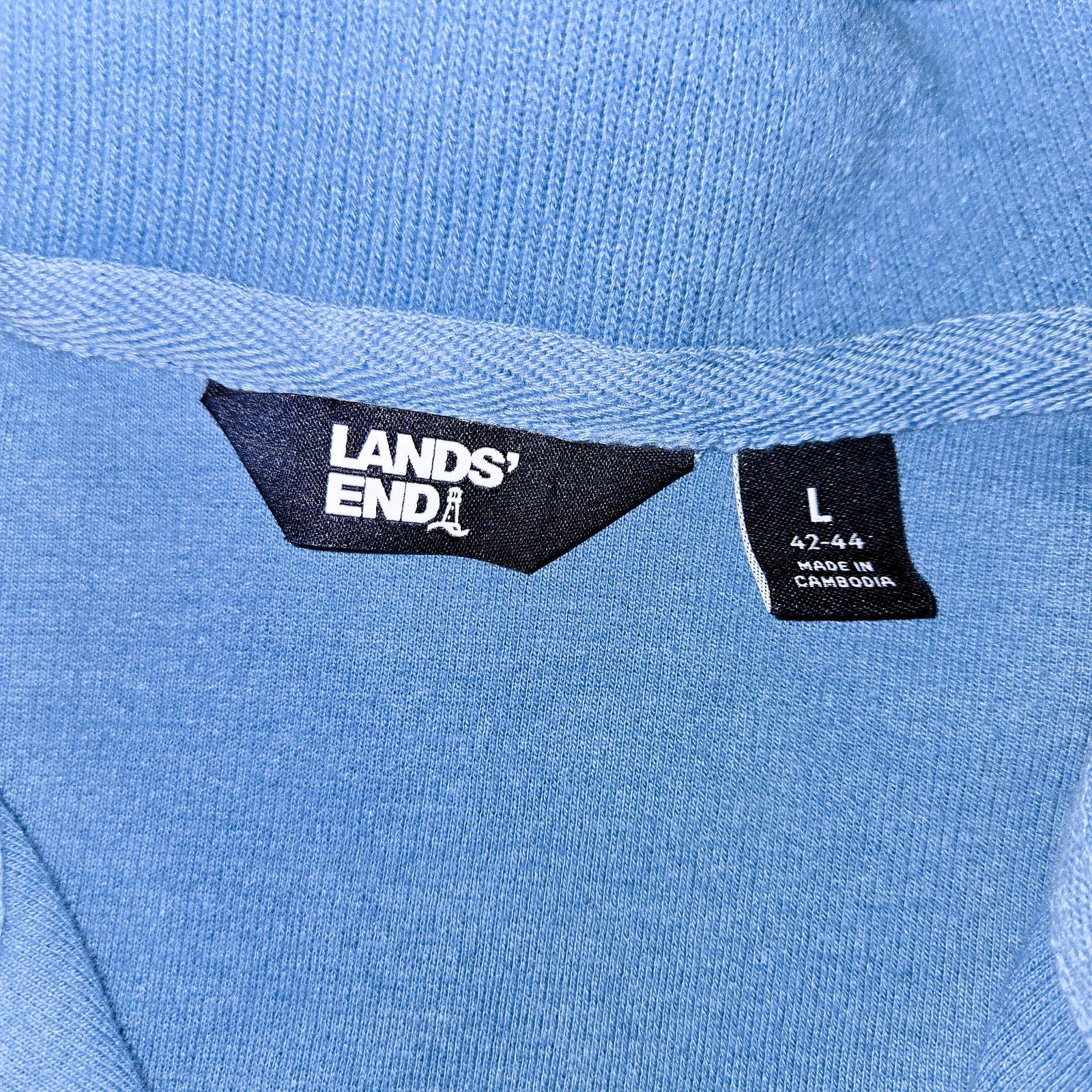 Lands' End Lands' End Sz Large Blue Pullover 1/4 Zip Knit 100% Cotton Size US L / EU 52-54 / 3 - 3 Thumbnail