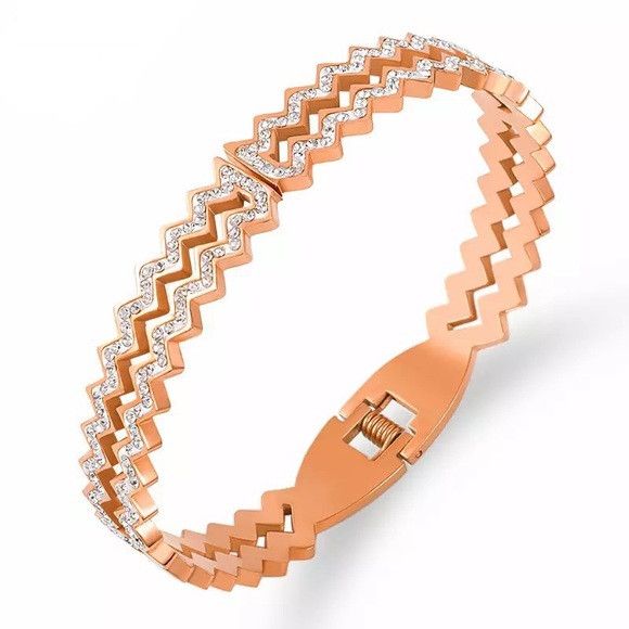 Other Women Full Zirconia Stainless Steel Hollow Bracelet Size ONE SIZE - 1 Preview