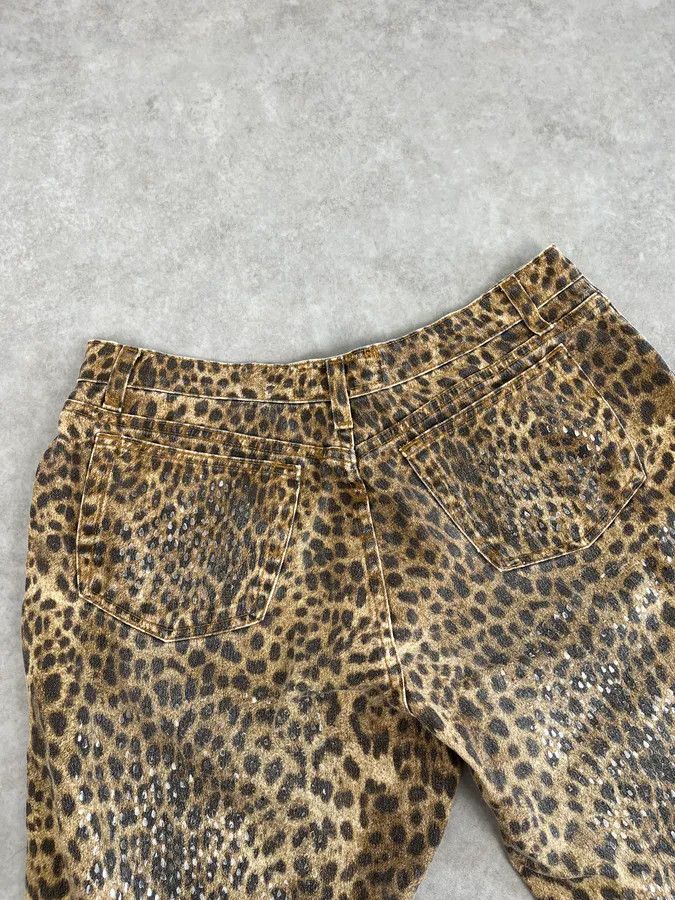 Roberto Cavalli 1990s Roberto Cavalli Brown Leopard Print Glitter Pants Size 27" / US 4 / IT 40 - 5 Thumbnail