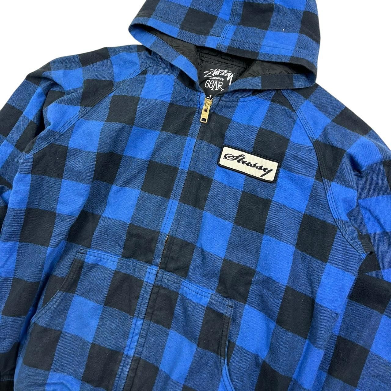Stussy Vintage Stussy Chequered Zip Up Workwear Jacket Blue - Large Size US L / EU 52-54 / 3 - 2 Thumbnail
