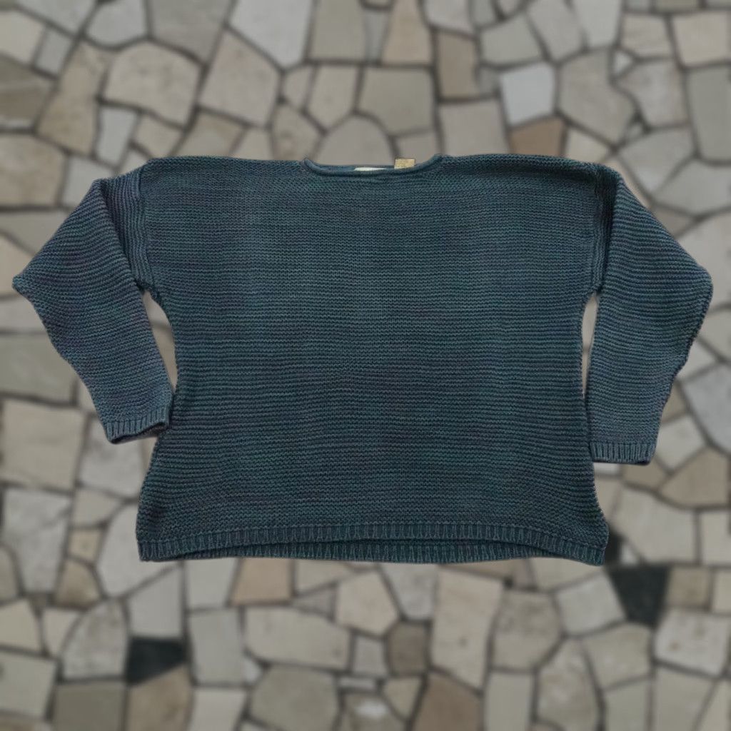 Vintage VINTAGE New River Sweater Men Large Green Chunky Roll Neck Pullover Oversize 90s Knit Cotton Mock Neck Long Sleeve Casual Fall Winter Regular Mens Size US L / EU 52-54 / 3 - 1 Thumbnail