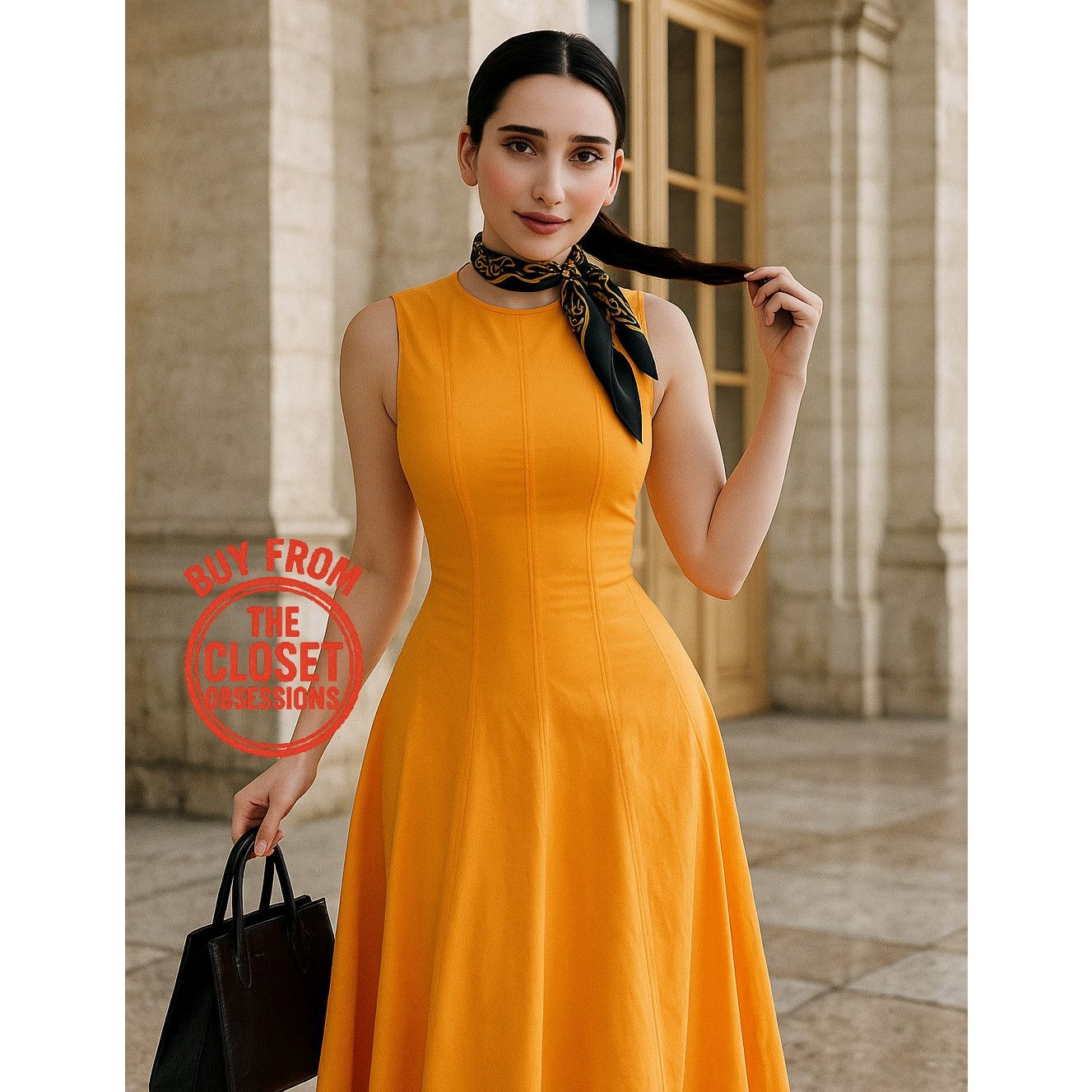 Zara ZARA Orange A-Line Midi Dress NWT Size M / US 6-8 / IT 42-44 - 5 Thumbnail