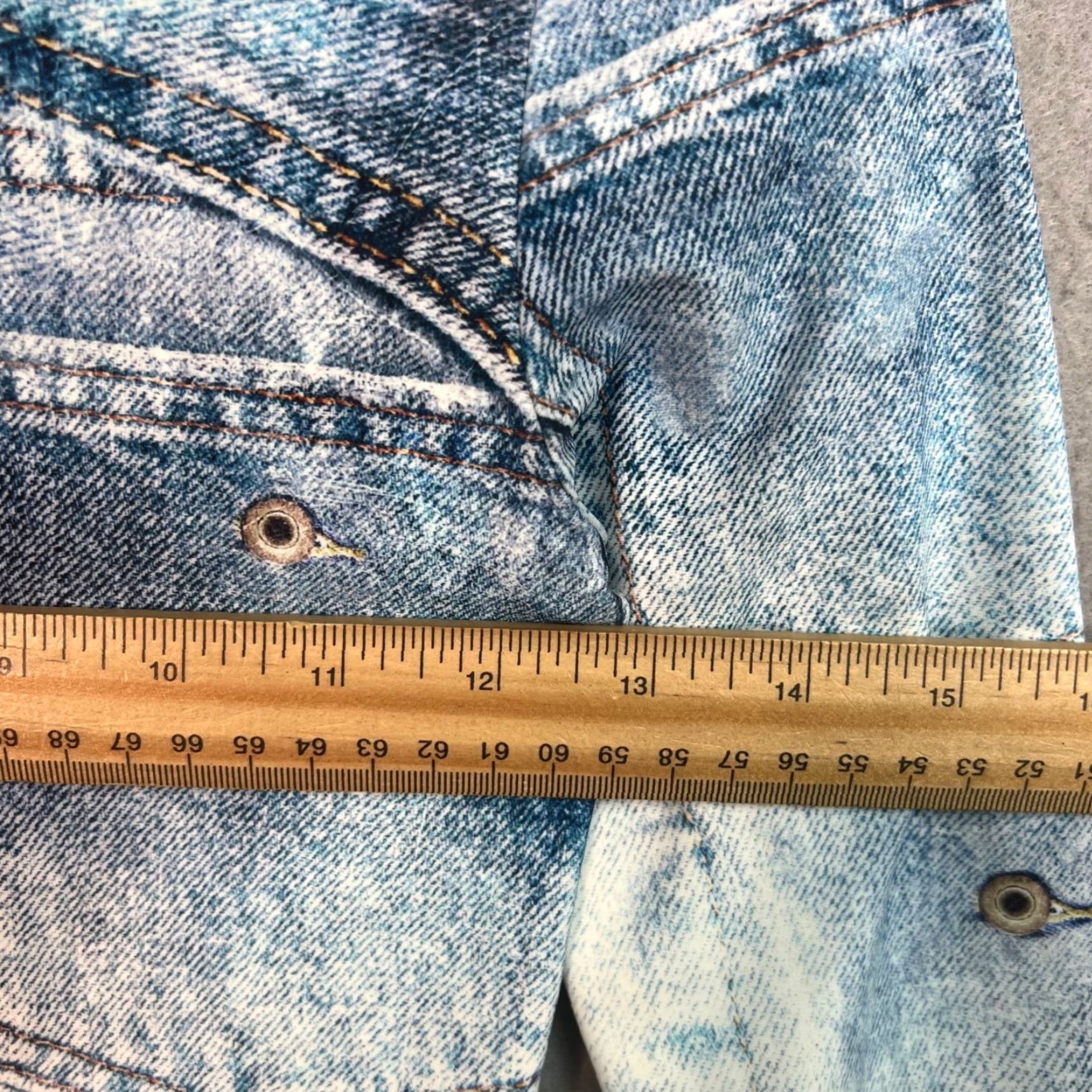 THE KRIPT VINTAGE The Kript Top Denim Print Long Sleeve Womens XXS Cropped Blue Shirt Size XXS / US 00 / IT 34 - 5 Thumbnail