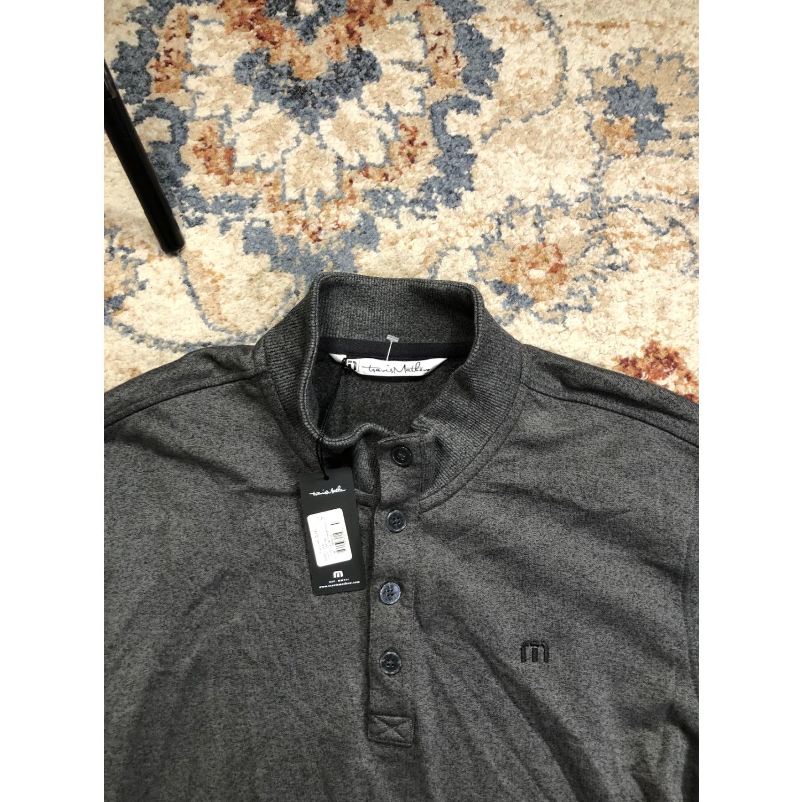 TravisMathew Travis Mathew Sweatshirt Mens XL Gray Wall Henley Knit Pullover Button Front Logo 1MU084 Size US XL / EU 56 / 4 - 2 Thumbnail