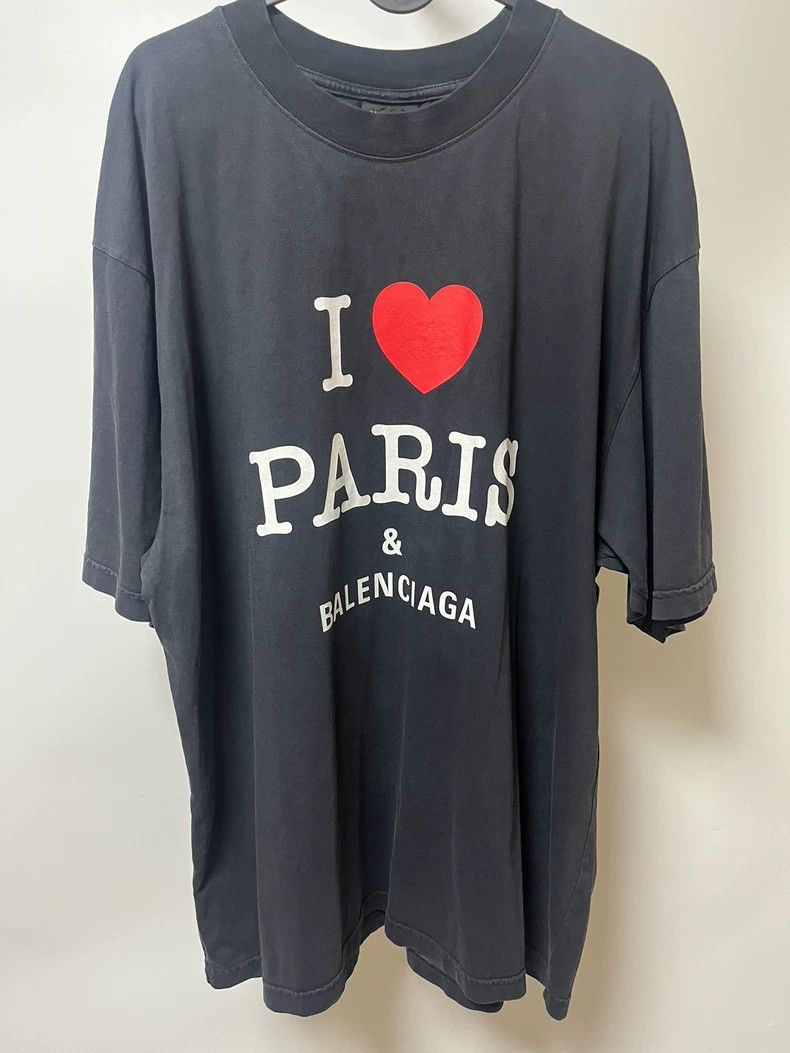 Balenciaga Balenciaga Black I love Paris slogan logo short sleeve Size US L / EU 52-54 / 3 - 1 Thumbnail