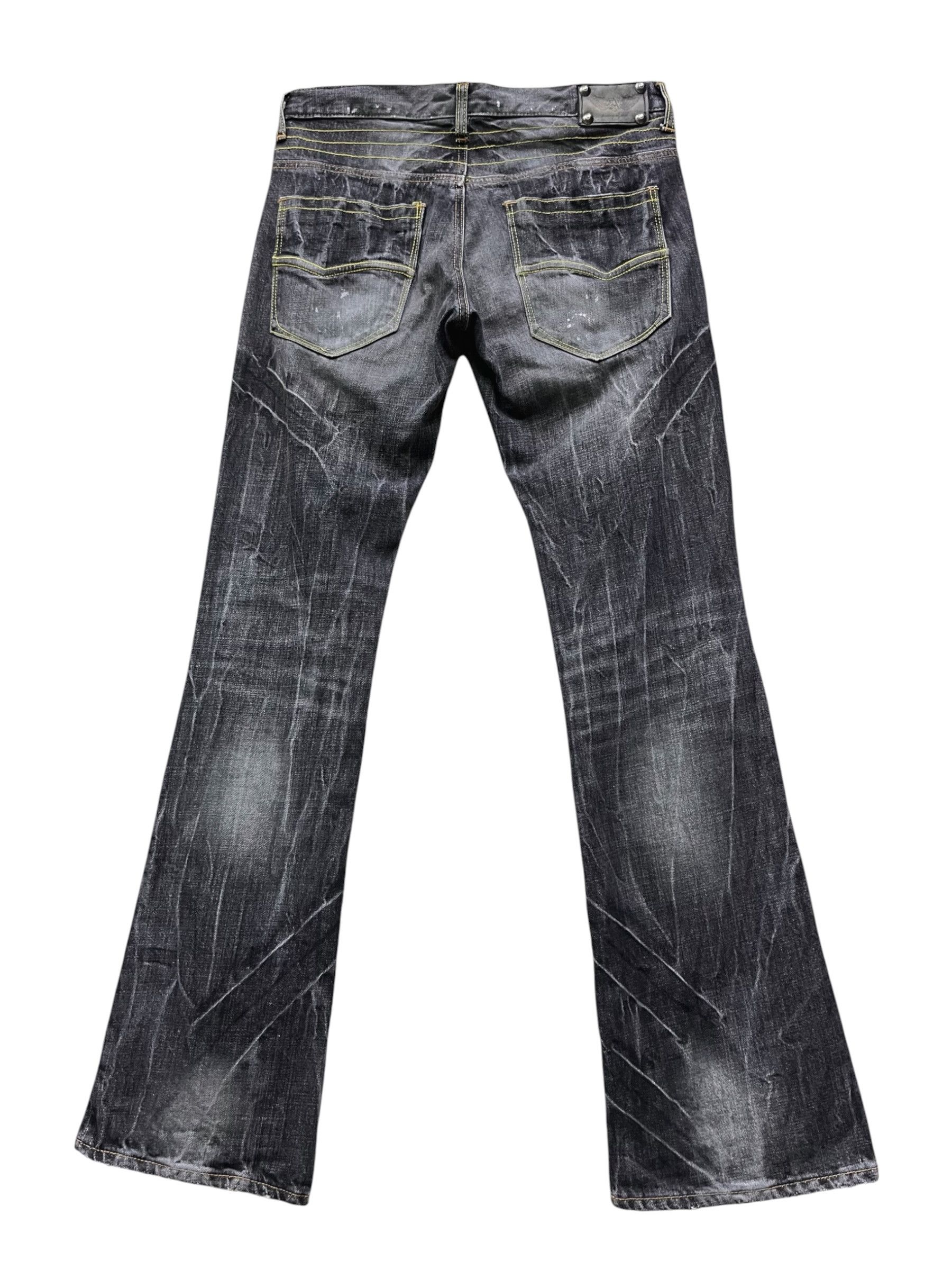 Seditionaries Vintage Army Of No! Punk Heavy Whiskers Flare Black Denim Size US 31 - 2 Thumbnail