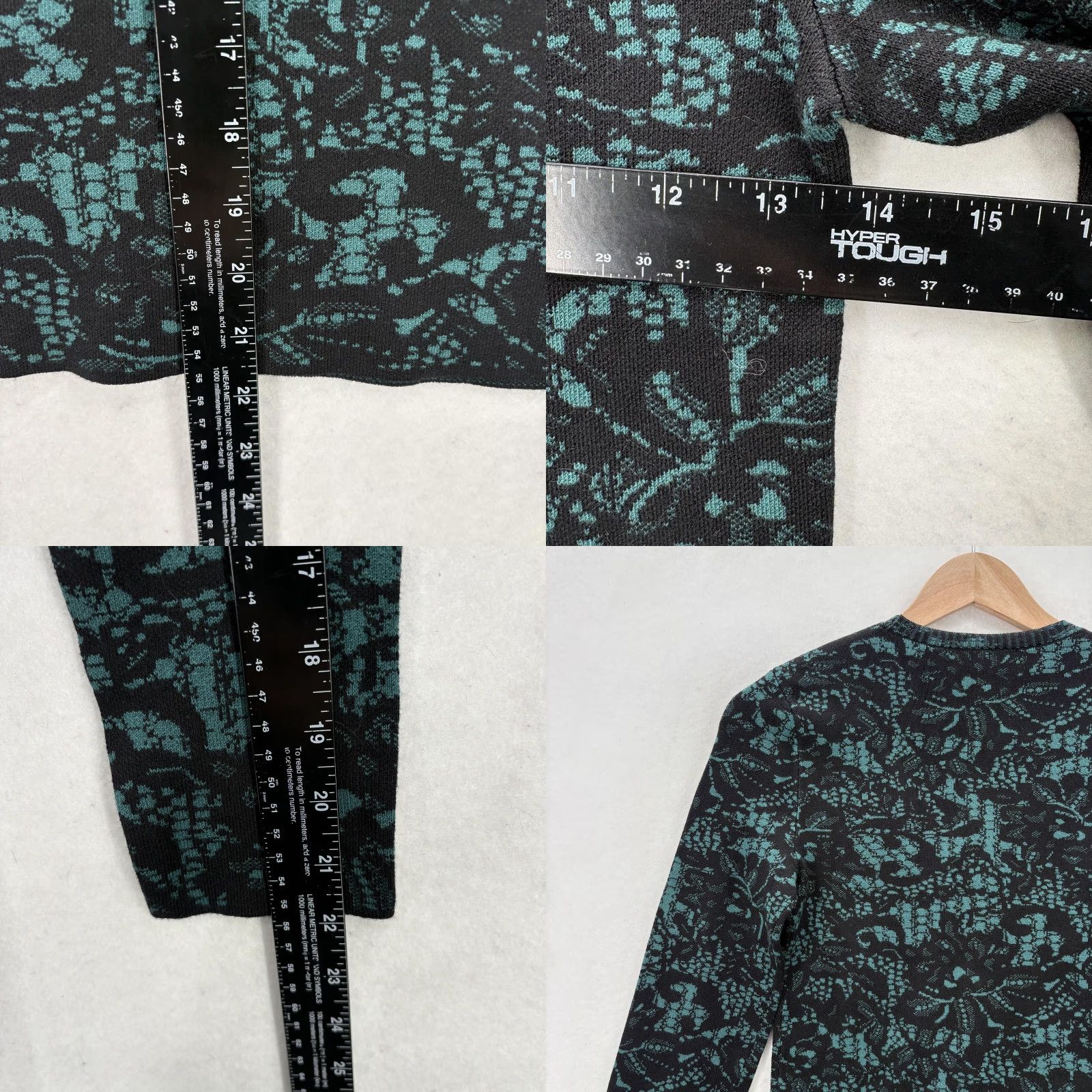 Express Express Sweater Womens Small Green Black Floral Knit Crew Neck Long Sleeve NWT Size S / US 4 / IT 40 - 8 Thumbnail