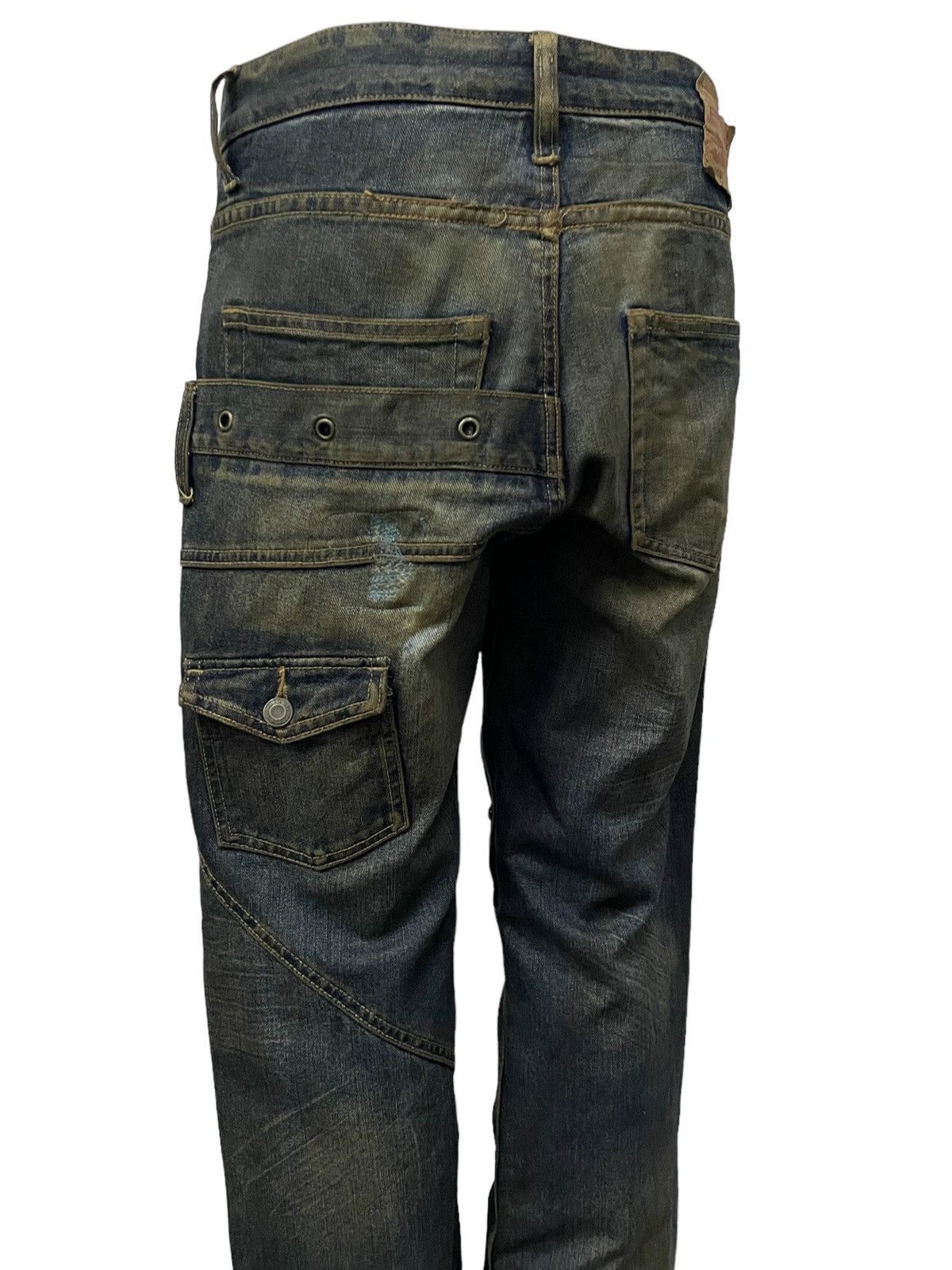 Hysteric Glamour × Levi's × Obelisk Levis 501 Asymmetrical Distressed Piercing Studded Mud Jeans Size US 32 / EU 48 - 10 Thumbnail