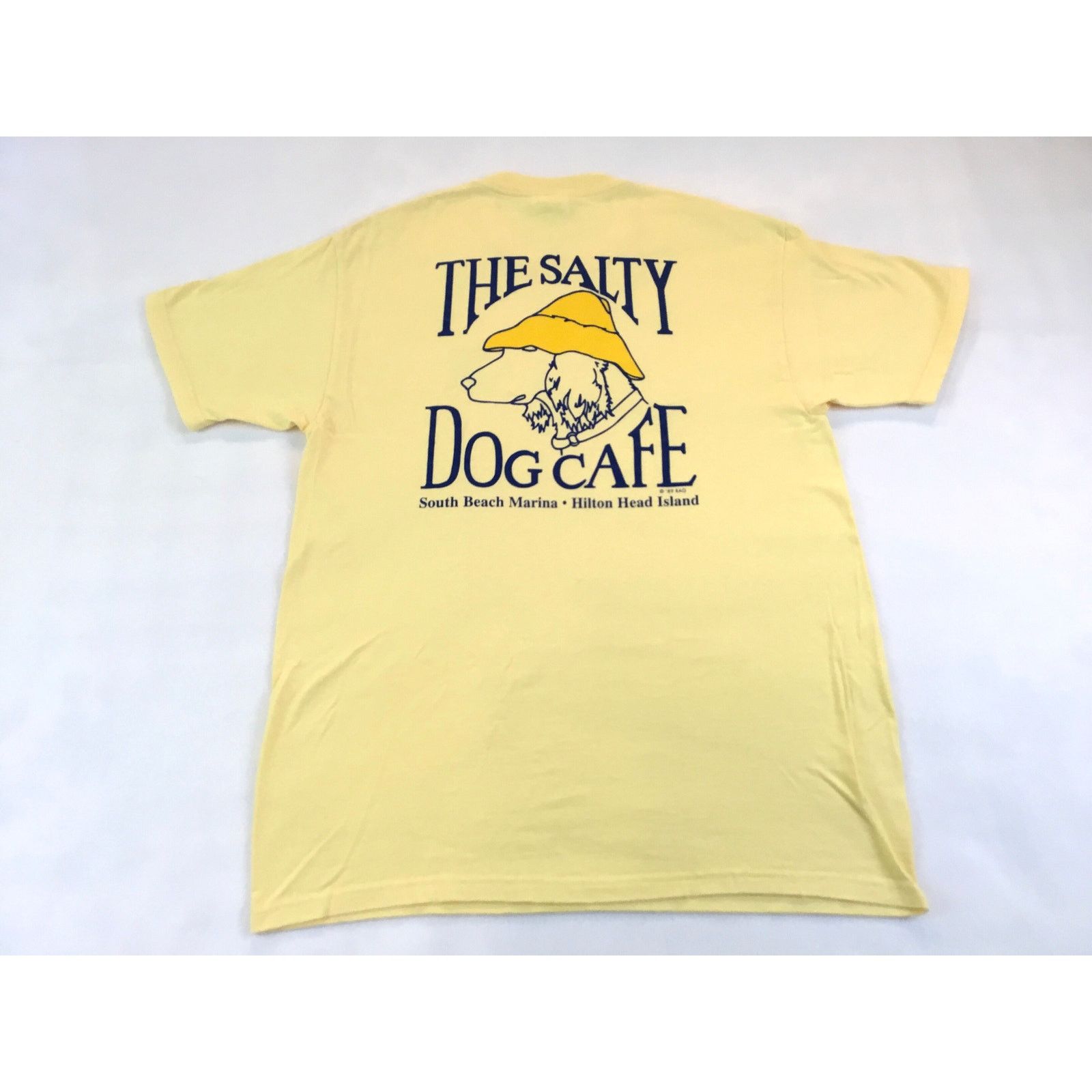 Hanes Salty Dog Cafe Logo Yellow Blue T-Shirt Front/Back Size Med Size US M / EU 48-50 / 2 - 3 Thumbnail