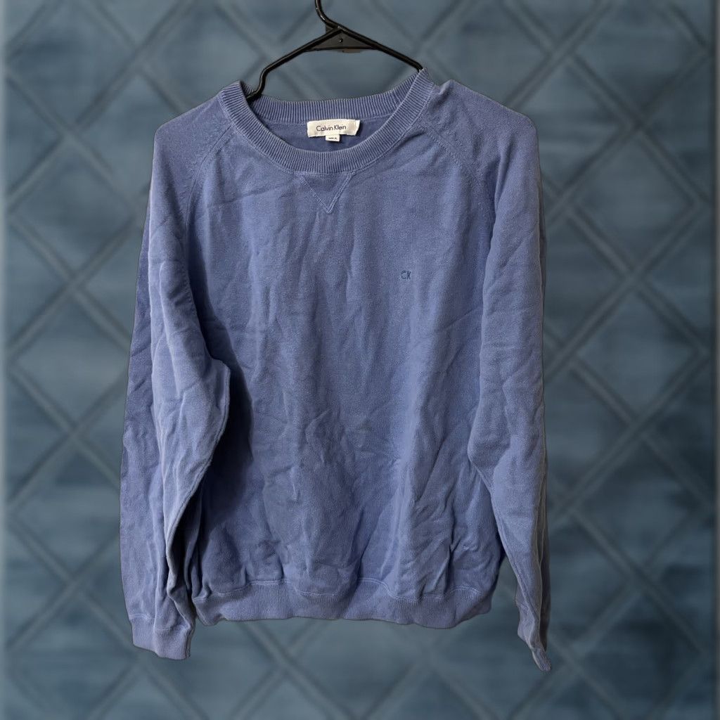 Calvin Klein CALVIN KLEIN Sweatshirt Men’s XL Blue 100% Cotton Crew Neck Knit Top Casual Fall Winter Size US XL / EU 56 / 4 - 1 Thumbnail