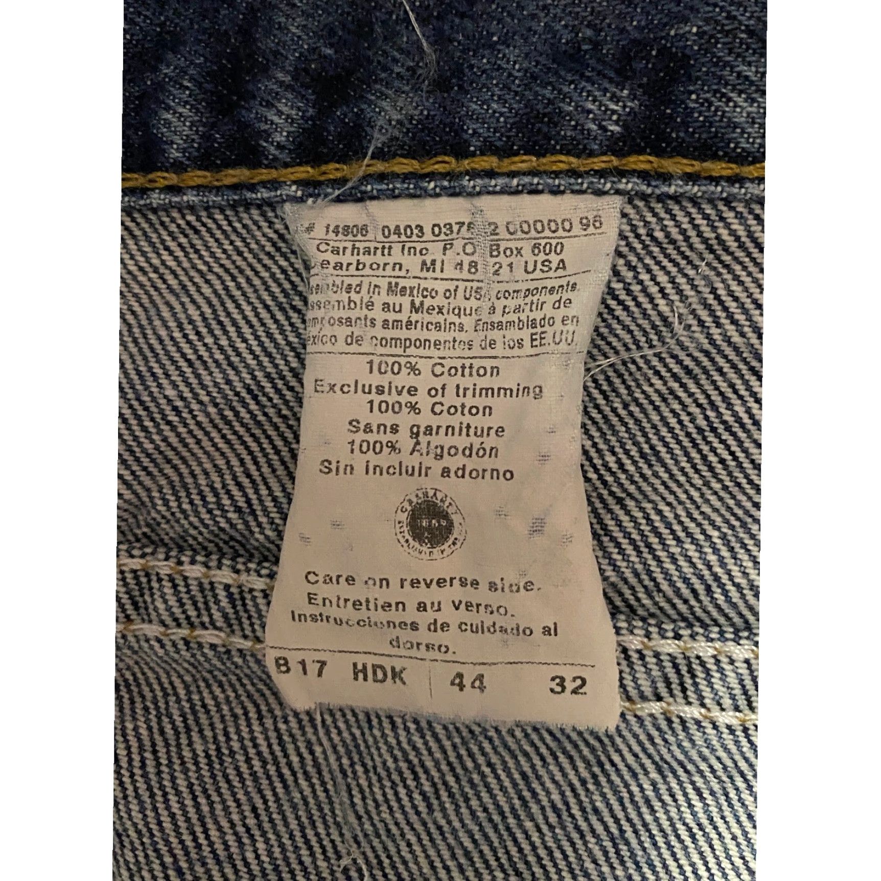 Carhartt VINTAGE Carhartt Jeans Mens 44x32 Blue Regular Fit 5-Pocket Denim Cotton Button Zip Durable Workwear Size US 44 / EU 60 - 6 Thumbnail
