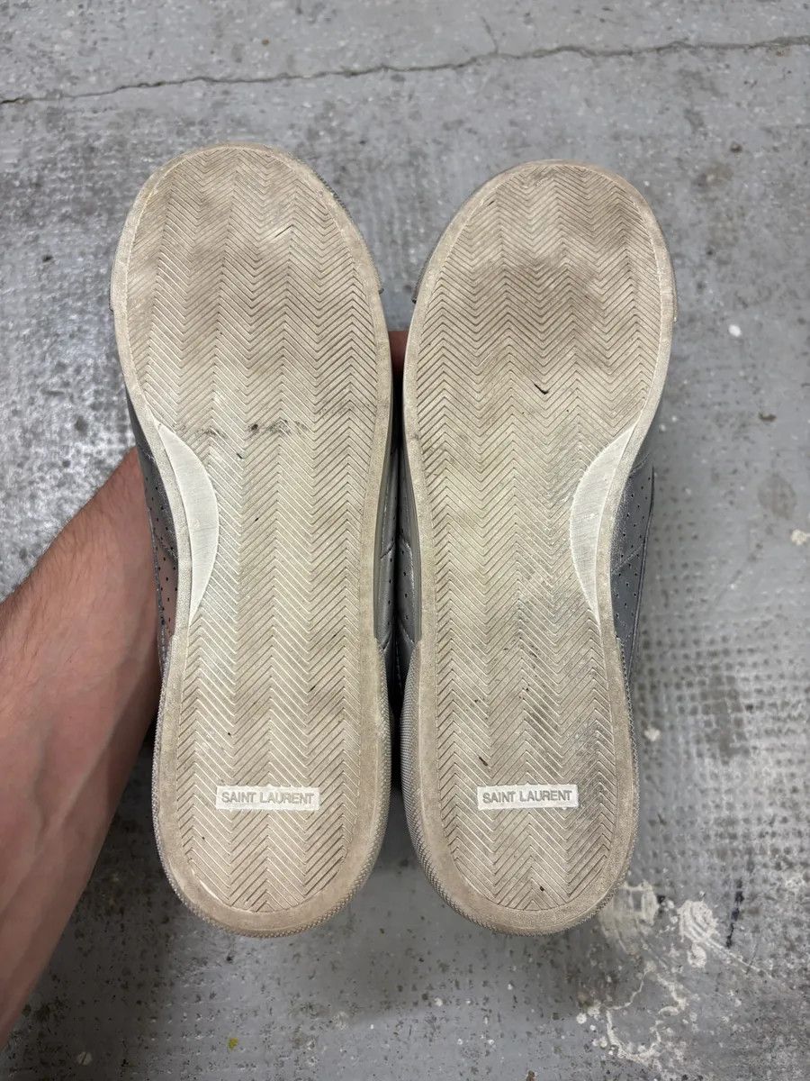 Designer × Saint Laurent Paris × Vintage 2010s Saint Laurent Lenny Silver Grey High Sneakers Size US 7.5 / EU 40-41 - 10 Thumbnail