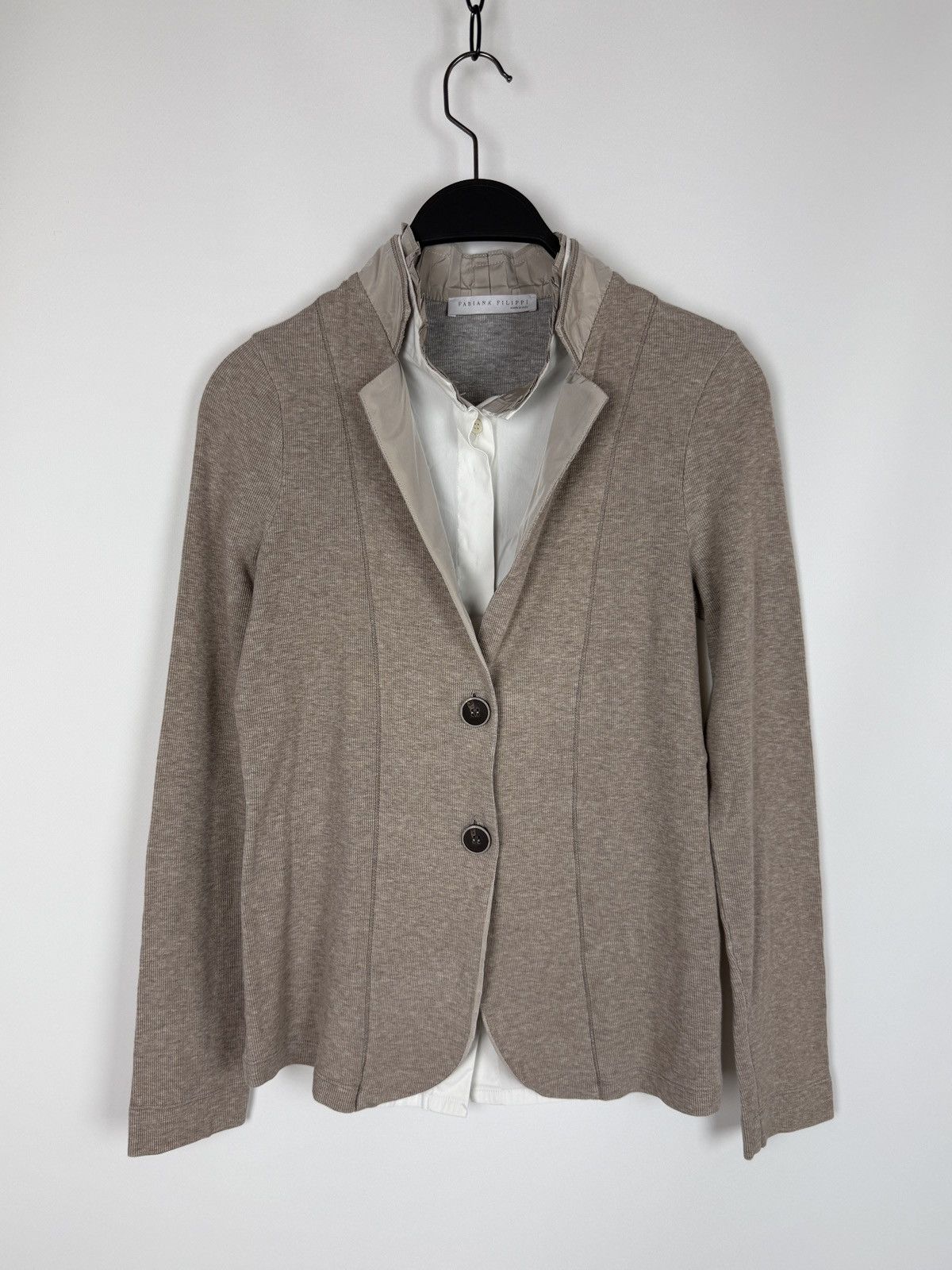 Fabiana Filippi Fabiana Filippi 2 in 1 Effect Rib Jersey Button Cardigan S-M Size M / US 6-8 / IT 42-44 - 4 Thumbnail
