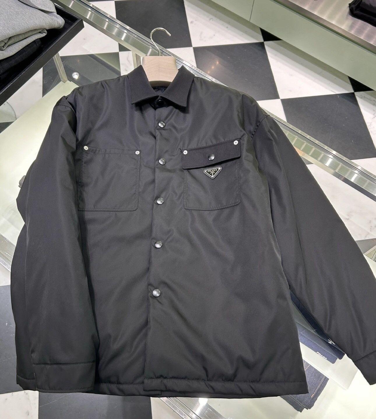 Prada Half-zip Nylon Parka in Black for Men | Lyst