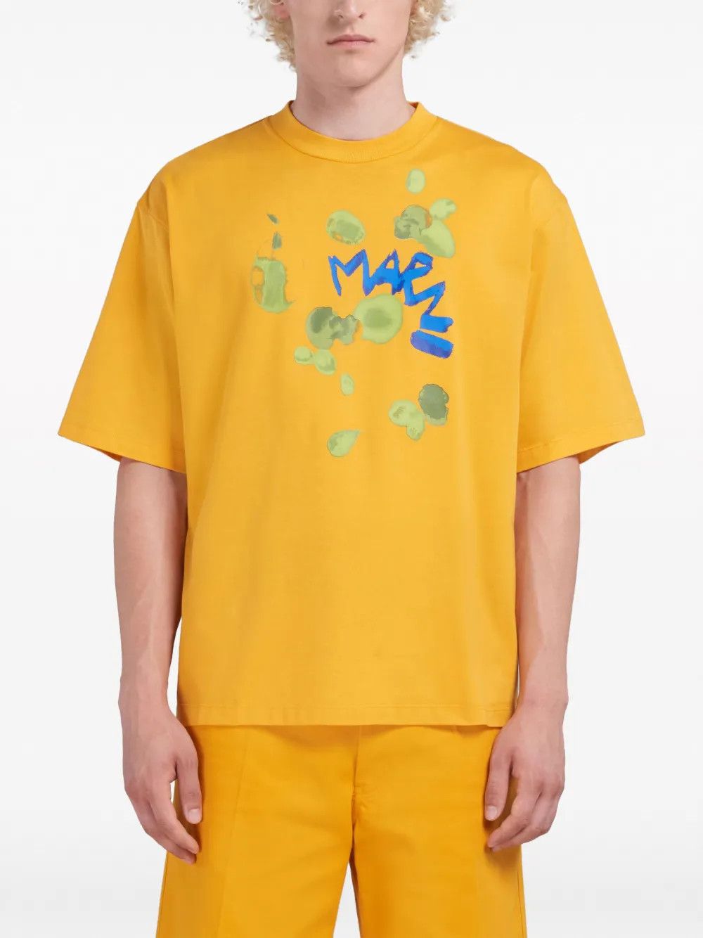 Marni o1w1db10125 Logo-print Cotton T-Shirt in Yellow Size US S / EU 44-46 / 1 - 3 Thumbnail