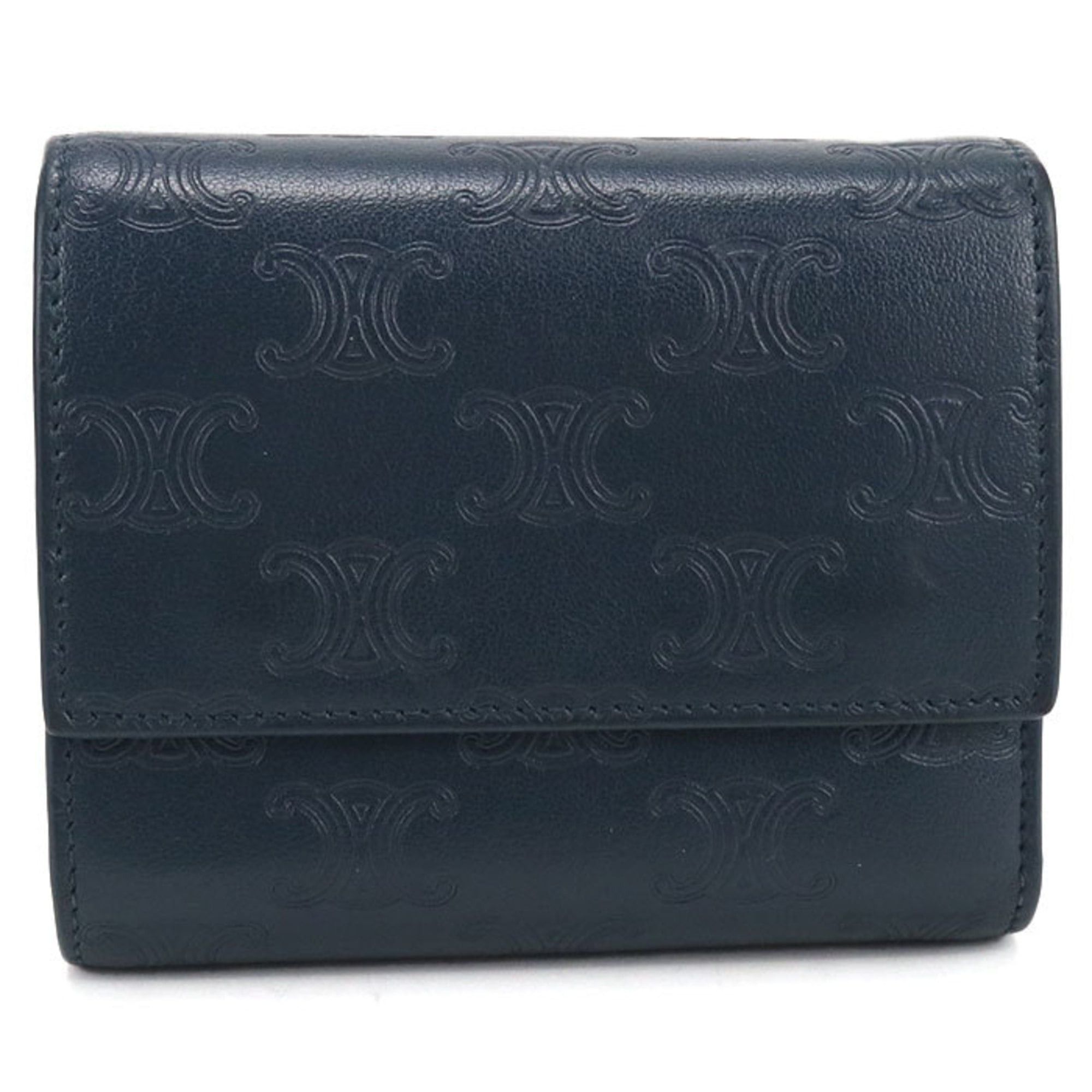 Celine CELINE Triomphe Small Flap Wallet in Navy Size ONE SIZE - 1 Thumbnail