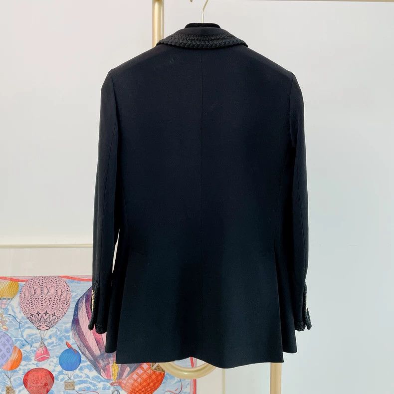 Gucci Gucci Black braided grained gold-buttoned suit jacket 2504 Size XS / US 0-2 / IT 36-38 - 2 Thumbnail