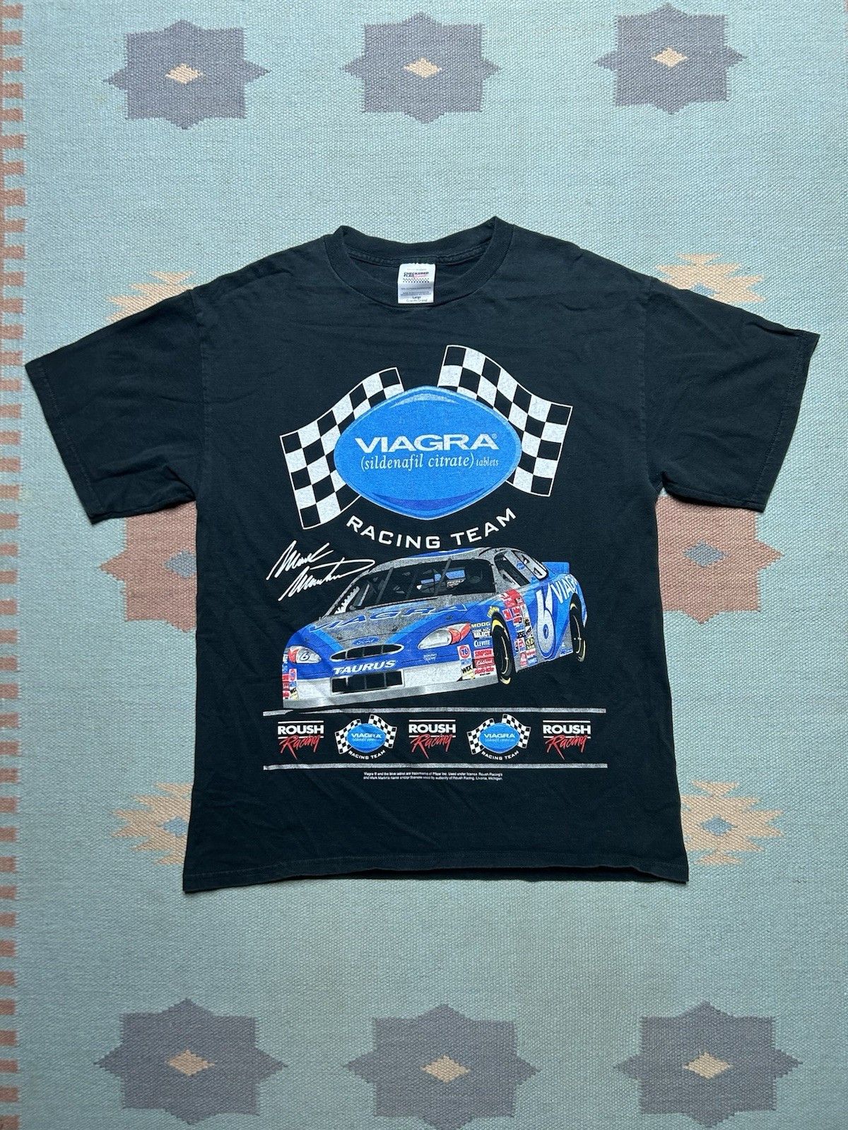 Vtg t shirt mark martin nascar viagra racing double sided L