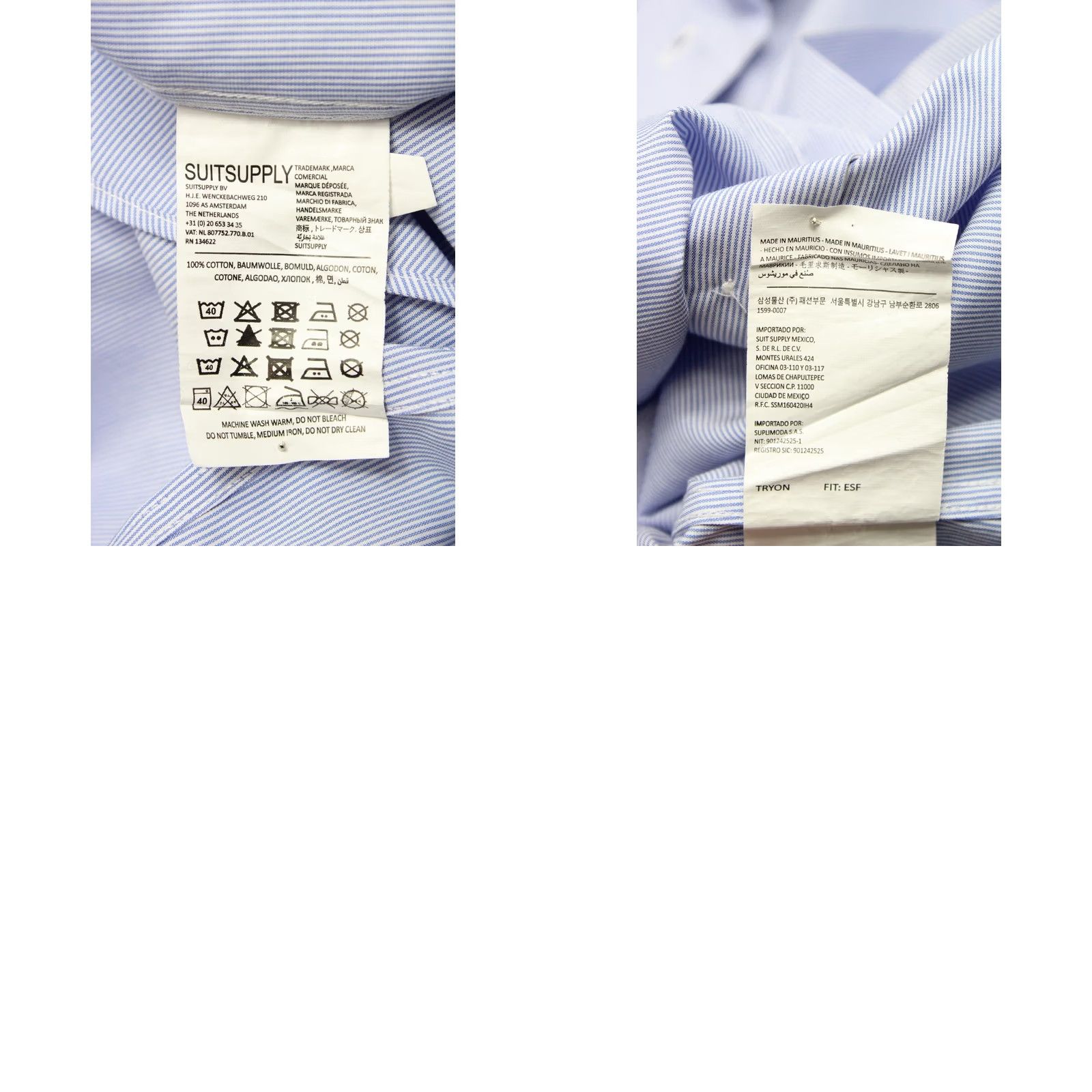 Suitsupply SUITSUPPLY Extra Slim Fit Formal Shirt Men's 41 / 16 Cutaway Collar Blue Size 42R - 8 Thumbnail