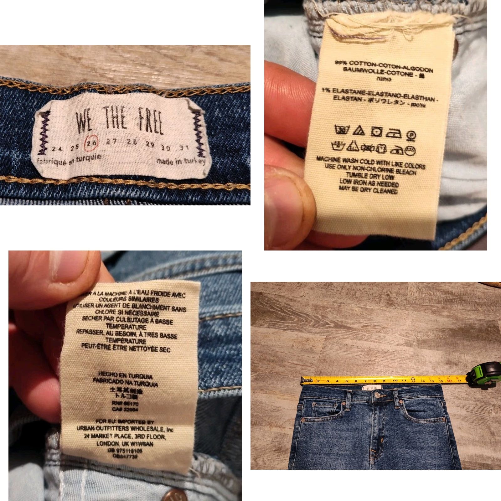 Free People VINTAGE Free People Women's Skinny Jeans Size 26 Mid Rise Raw Hem Blue Denim Slim 90s Womens Size 26" / US 2 / IT 38 - 8 Thumbnail