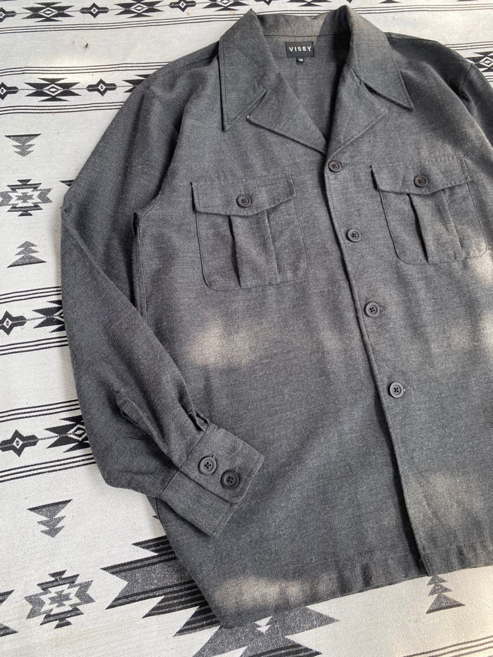 Designer × Japanese Brand × Vintage Visby Open Collar Double Chest Pocket Shirt Size US S / EU 44-46 / 1 - 3 Thumbnail