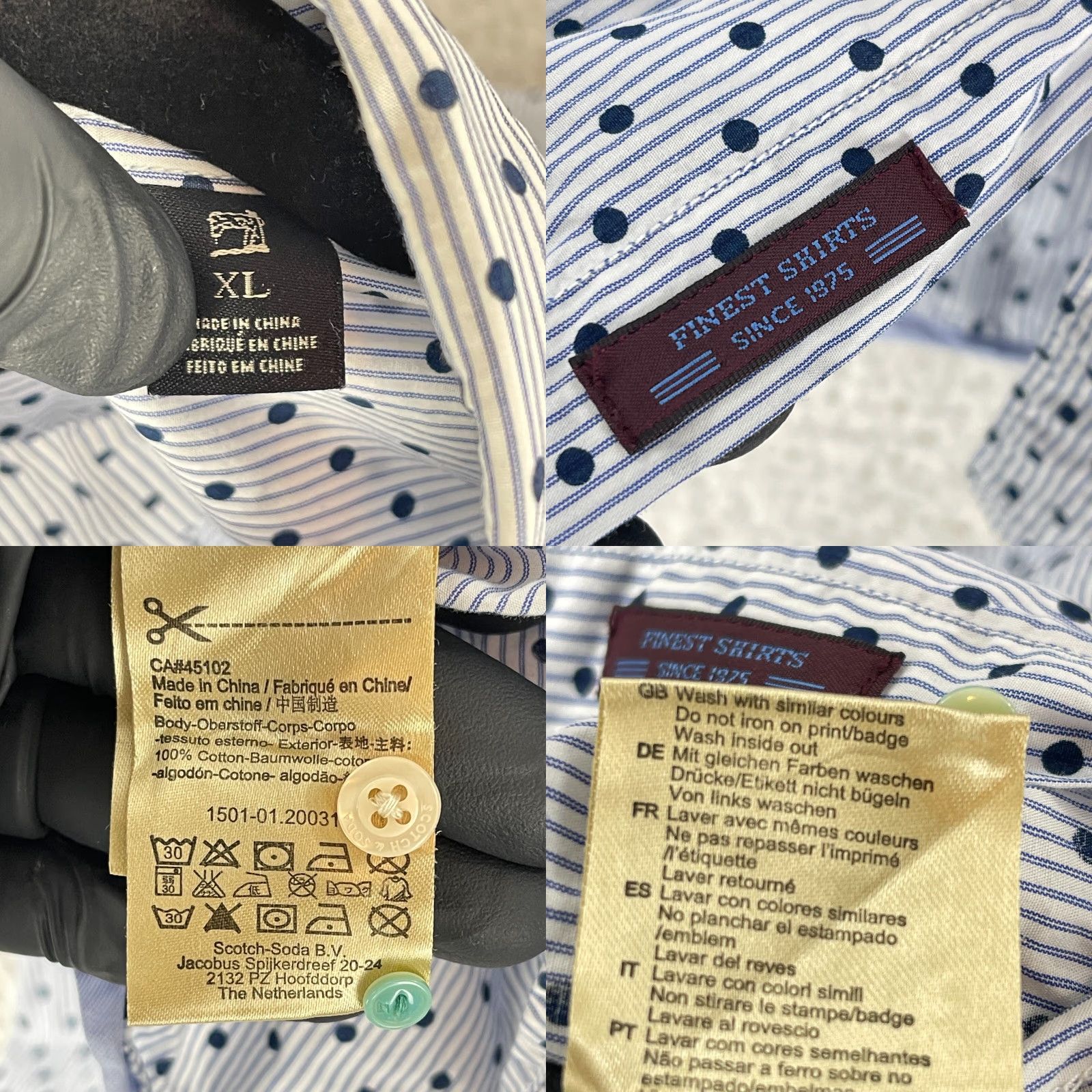 Scotch & Soda Scotch & Soda Aloha London Blue Polka Dot Button-Up Shirt Mens XL Long Sleeve Shirt Size US XL / EU 56 / 4 - 9 Thumbnail