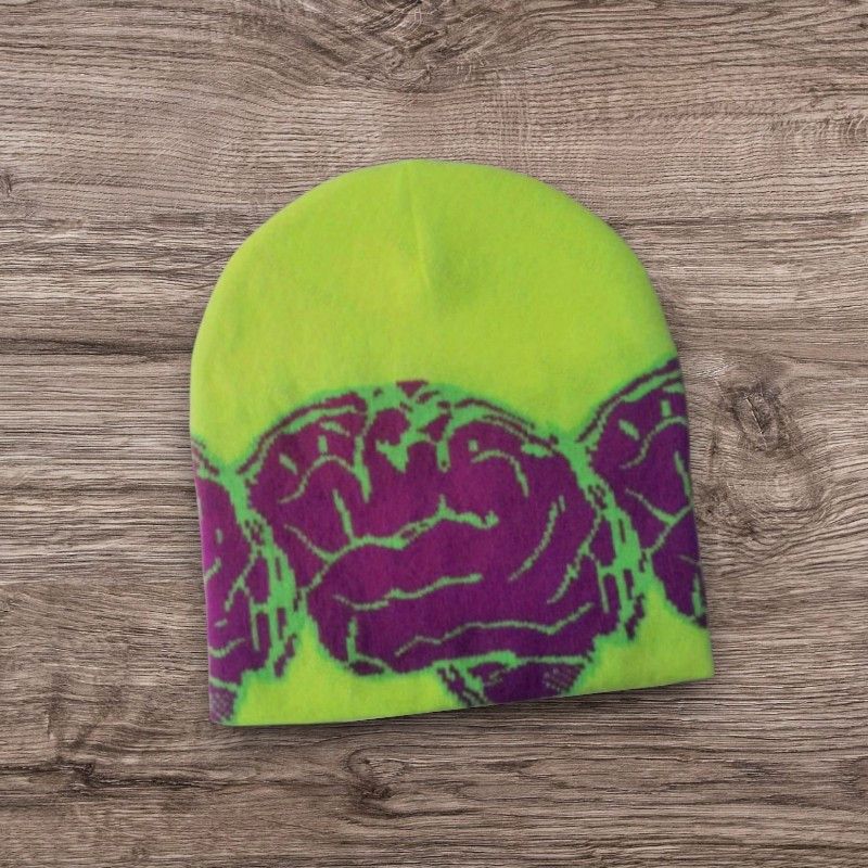 The Unbranded Brand Y2K Skater ALT Grunge Neon Brain Beanie Punk Avantgarde Cap Size ONE SIZE - 1 Preview
