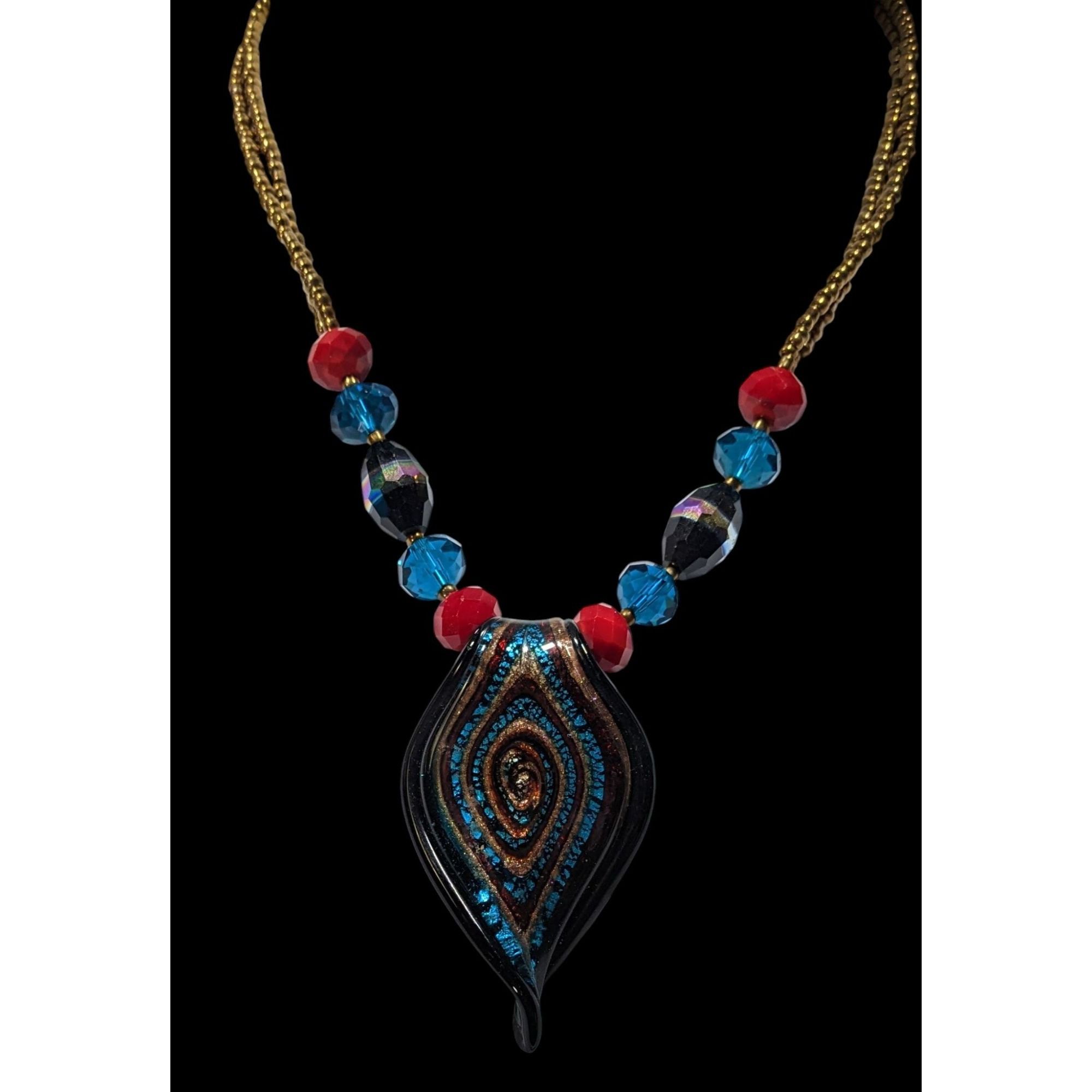 Other Erica Lyons Blue And Gold Tone Abstract Glass Necklace Size ONE SIZE - 2 Thumbnail