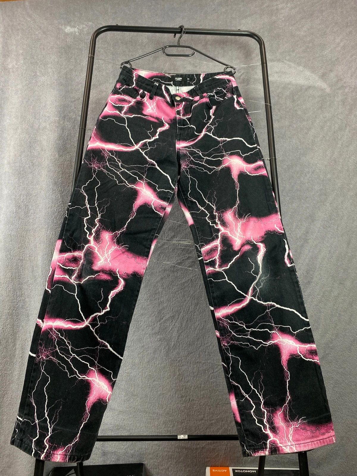 Jadeed Lightning Jeans Pink Black Straight Leg W30