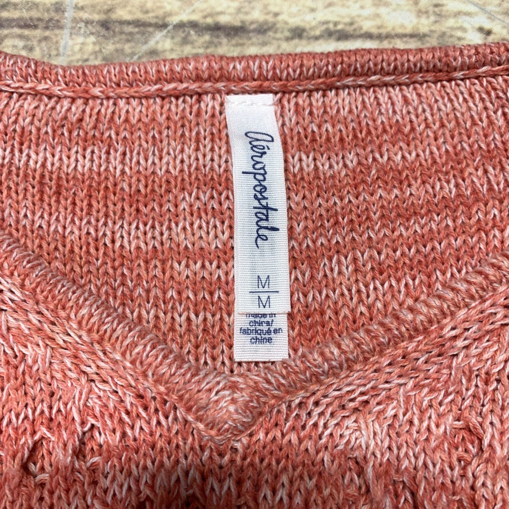 Aeropostale Aeropostale Pullover Shirt Womens M Peachy Pink White Open Holes Front Design Size M / US 6-8 / IT 42-44 - 7 Thumbnail