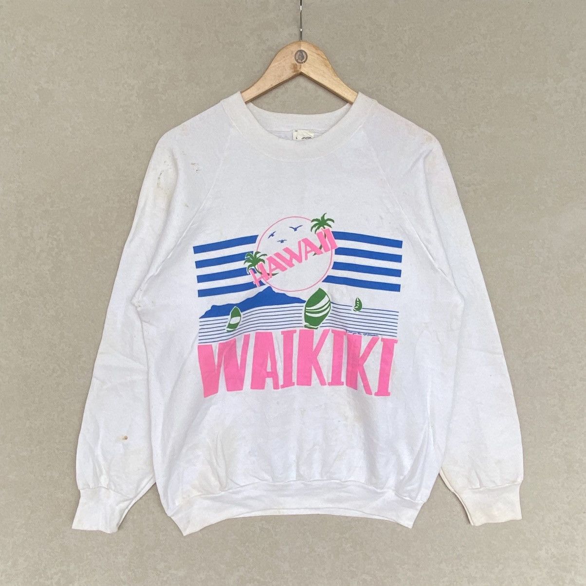 Other Vintage Fruit Of The Loom Printed Crewneck Sweatshirt White Size L / US 10 / IT 46 - 1 Thumbnail